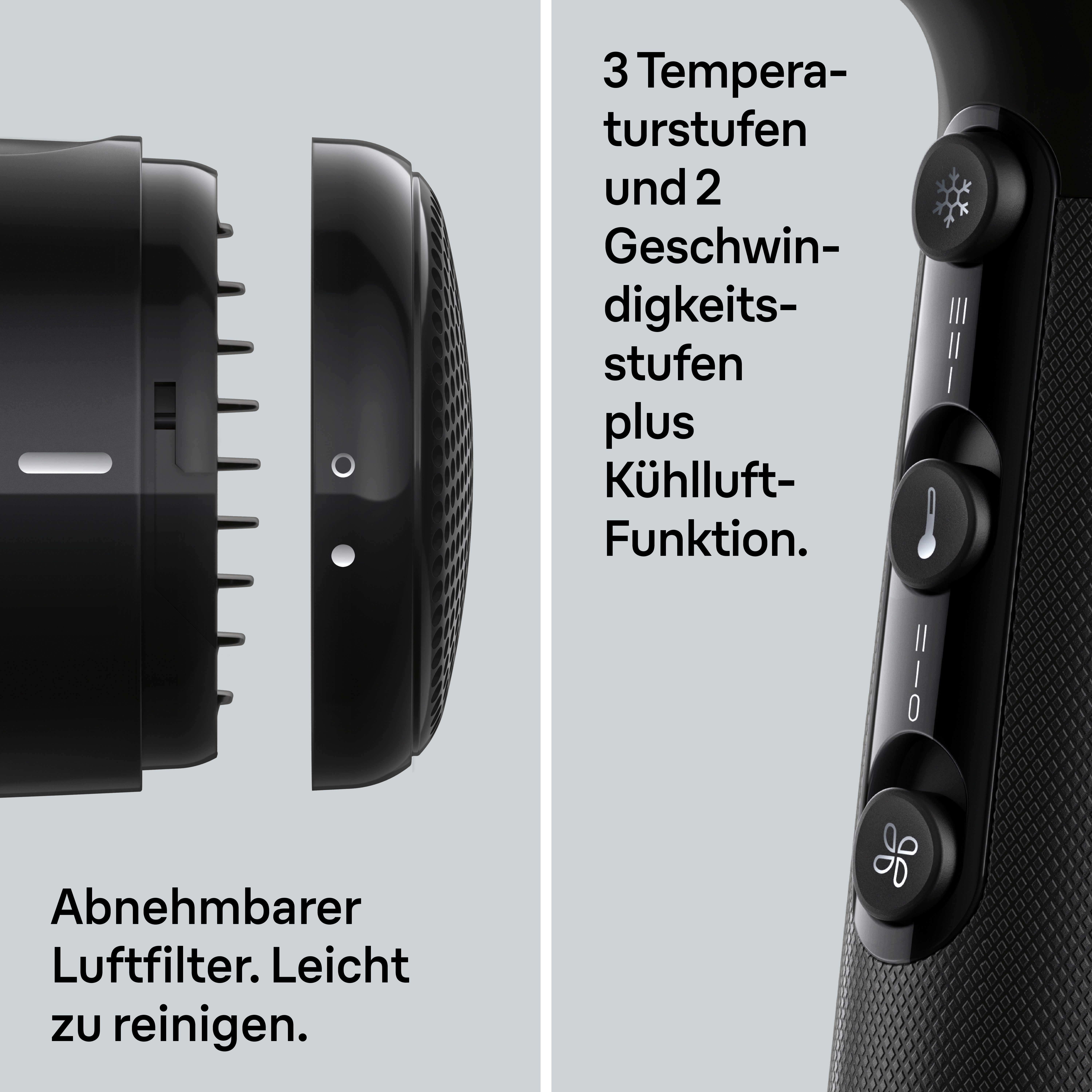 Braun Haartrockner HD2.15, mit Diffusor für Locken, BRHD215E, 2100 W, 2100W, Föhn mit 2 Aufsätzen, ohne Hitzeschäden, Kabelaufwicklung