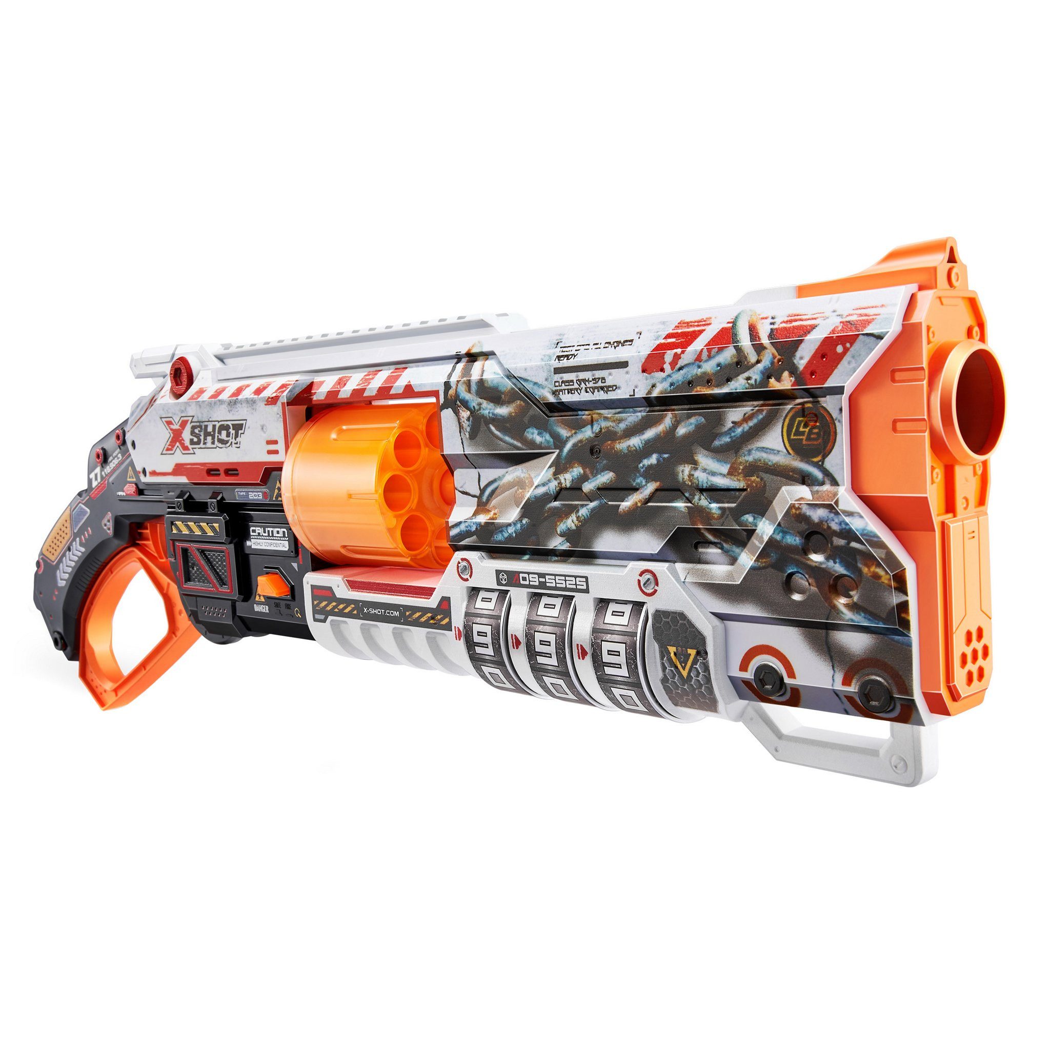 ZURU Blaster Skins Lock Blaster mit Zahlenschloss zielt 27m, Skins Lock Blaster mit 16 Darts