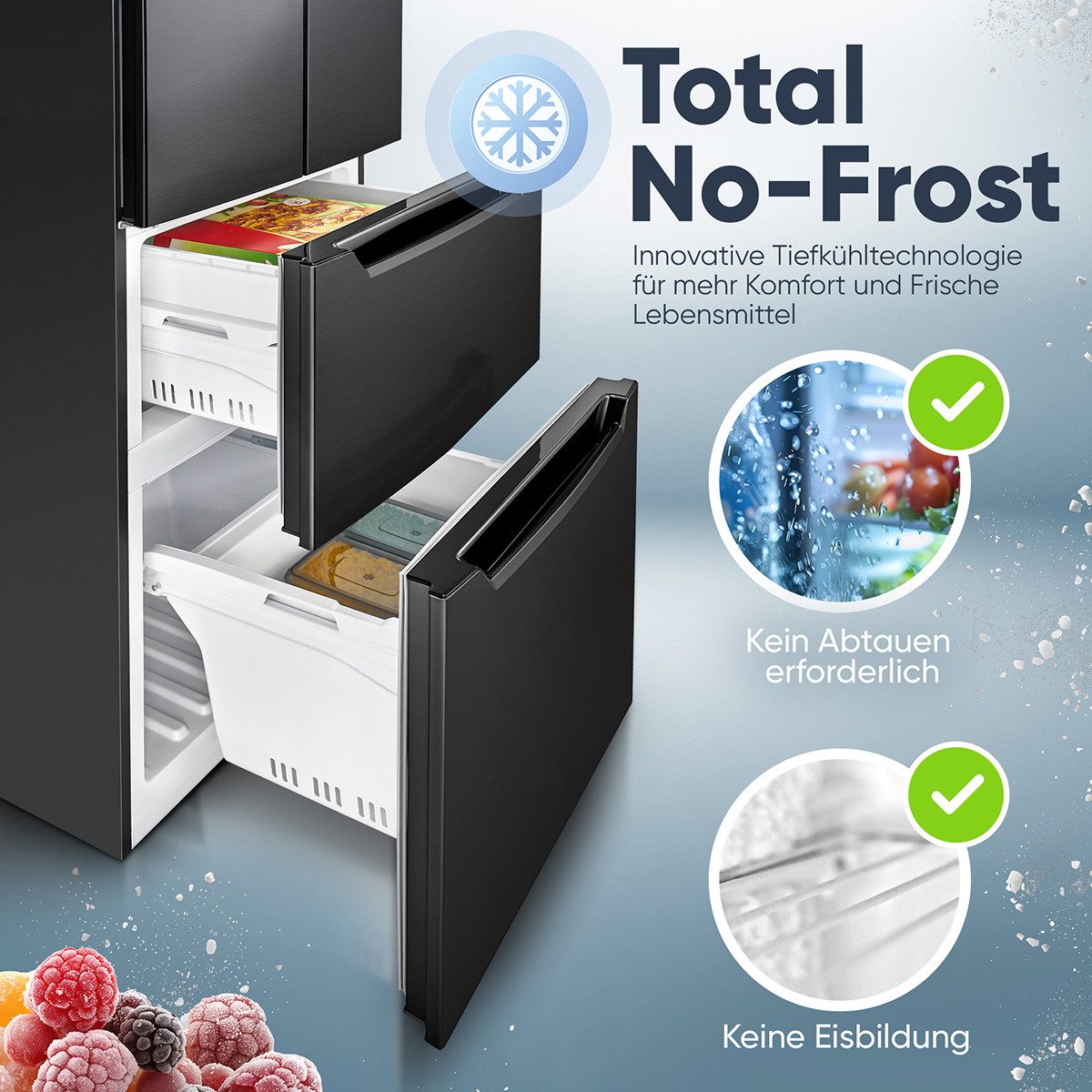BOMANN Kühl-/Gefrierkombination KG 7361, 186 cm hoch, 63.5 cm breit, 320L, Total No Frost & MultiAirflow-System