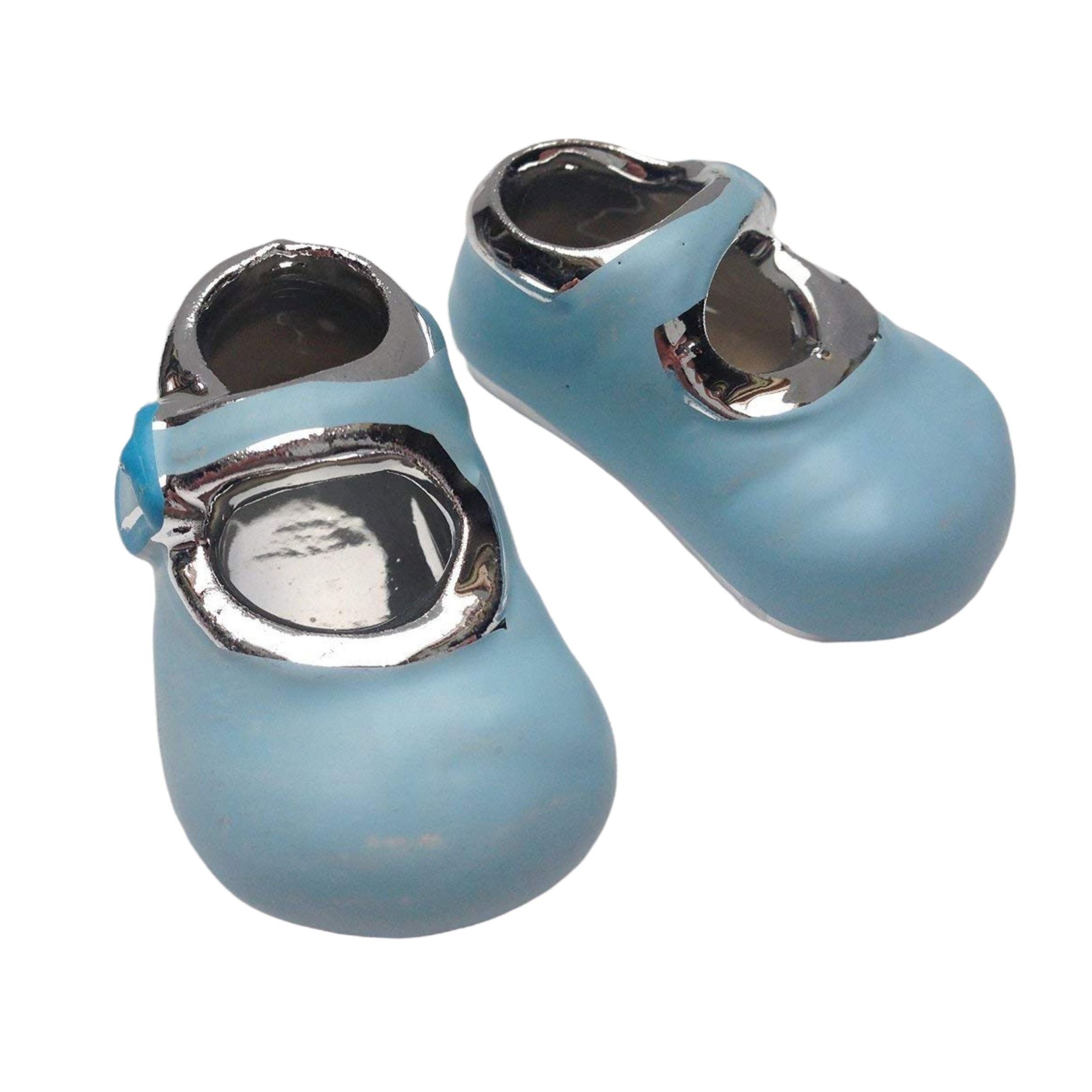 DekoTown Streudeko 2 Paar Babyschuhe Schuhe Gastgeschenke Tortendeko  Hellblau Taufe Geburt Junge Shower