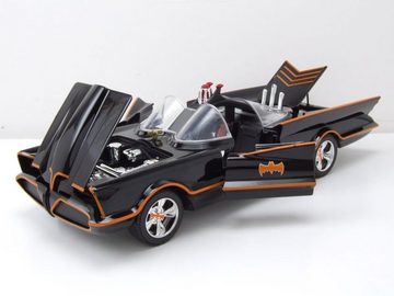 JADA Modellauto Batmobile Batman Classic Series 1966 schwarz mit Licht und Figuren, Maßstab 1:18