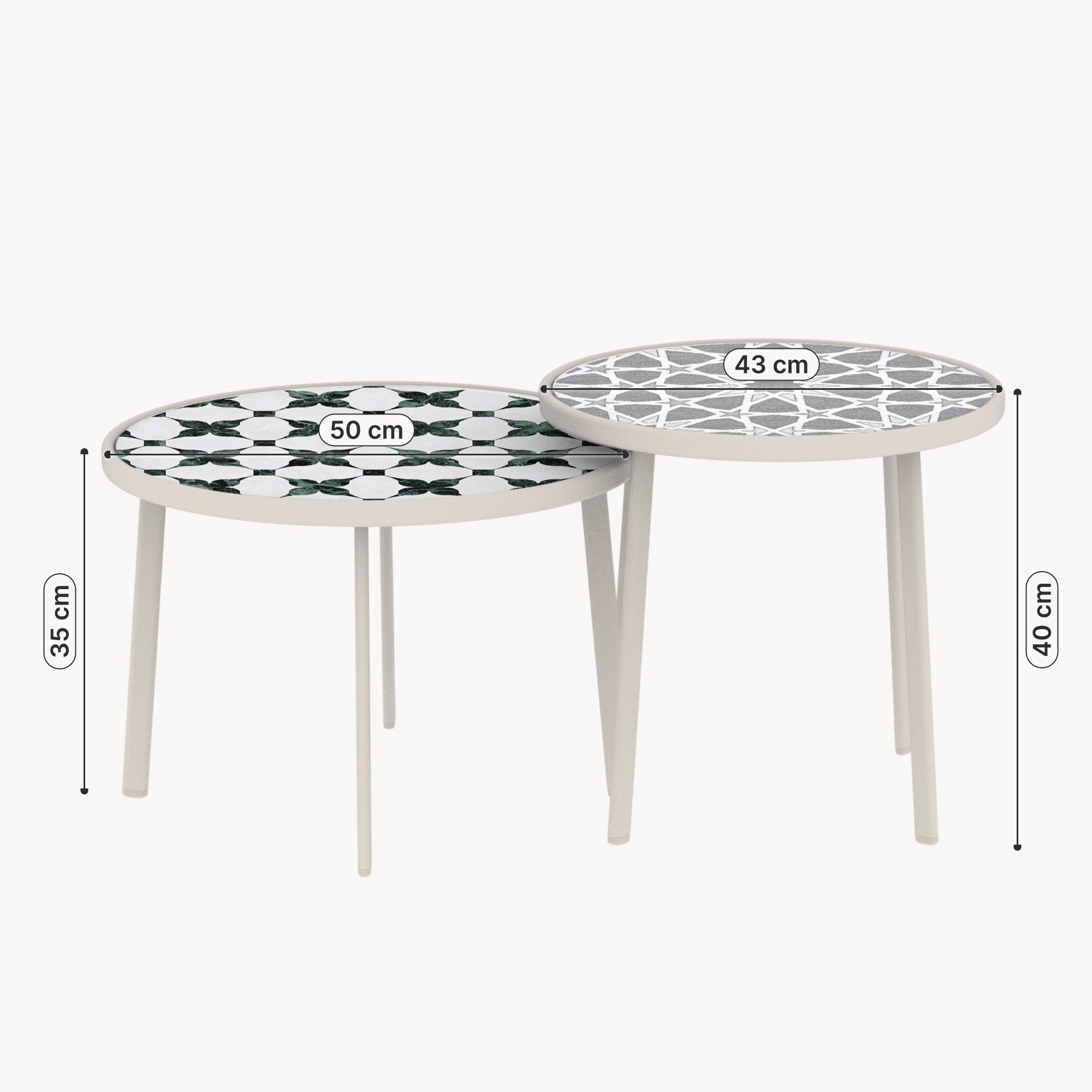casa.pro Satztisch, outdoor »Faeto« mit Glasplatte Metallgestell Champagne