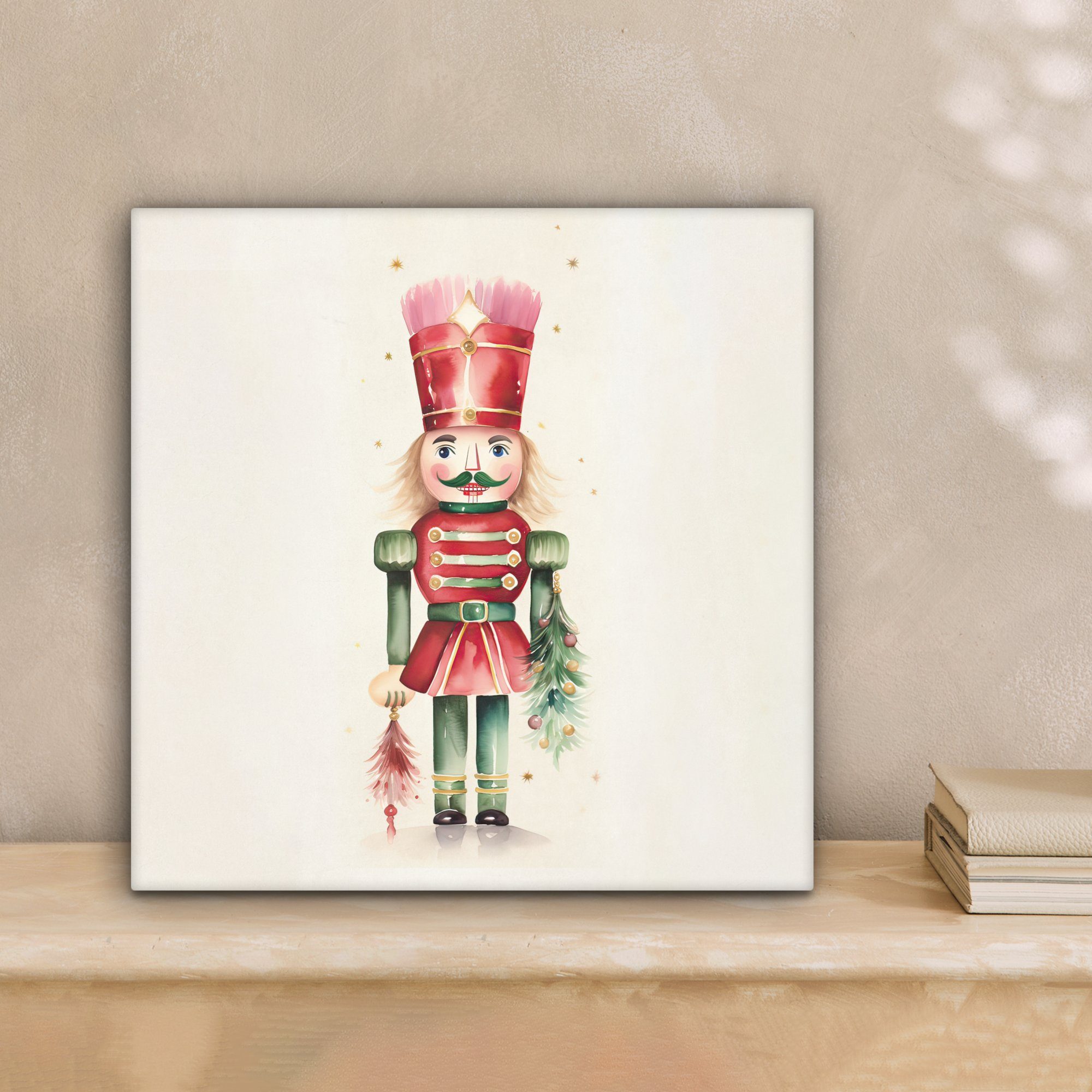 OneMillionCanvasses® Leinwandbild Nussknacker - Weihnachten - Rot - Aquarel günstig online kaufen