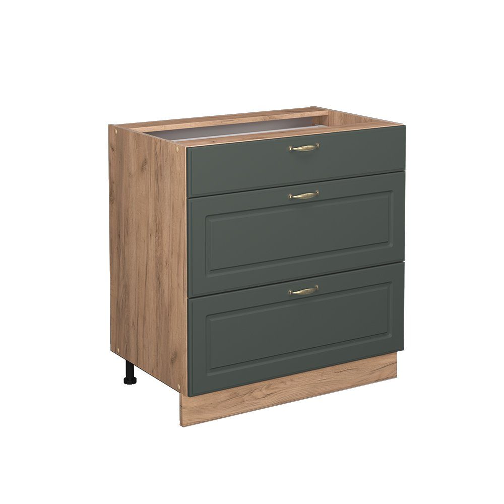 Vicco Unterschrank Fame-Line Grün-Gold Landhaus/Eiche 80cm, günstig online kaufen
