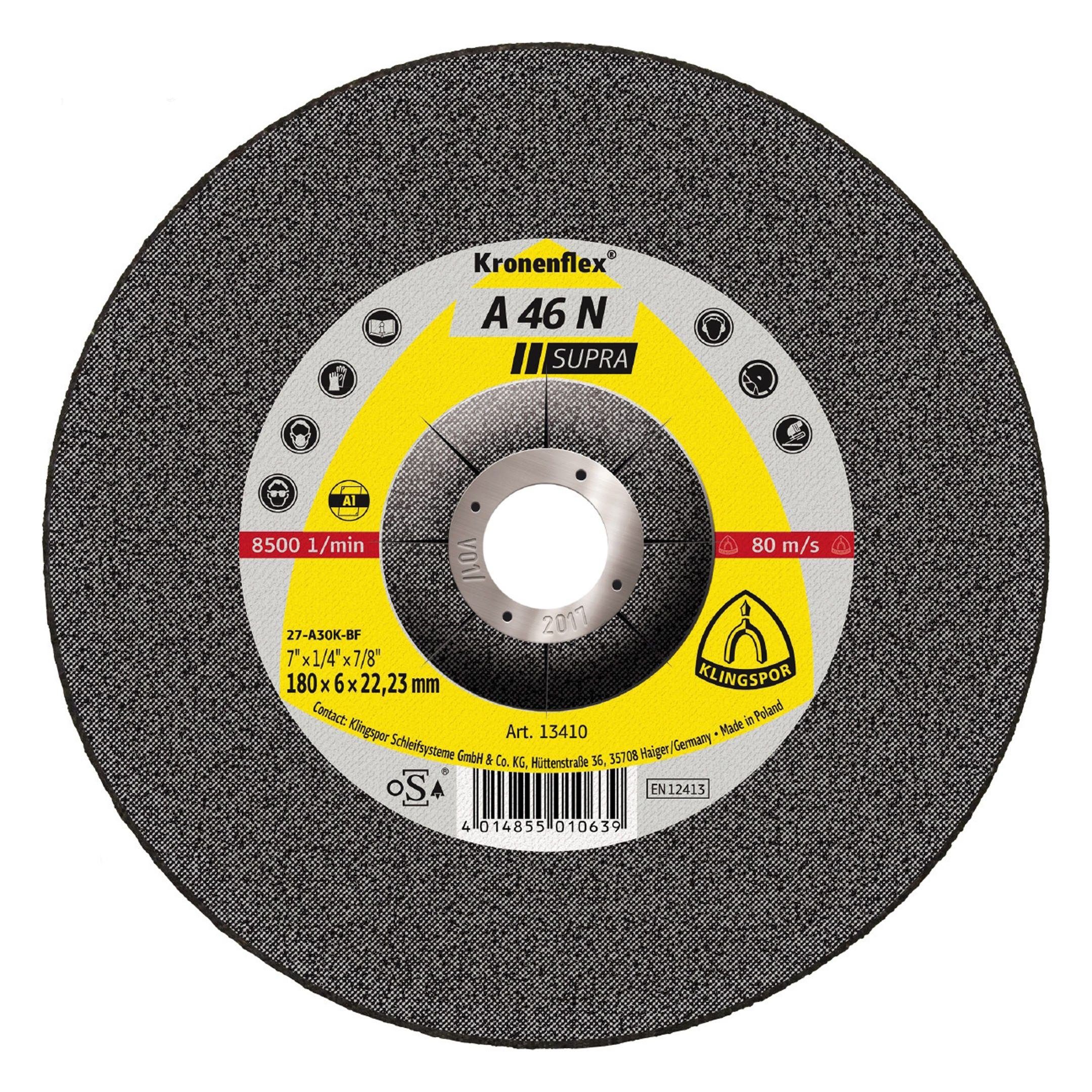 Klingspor Schruppscheibe, Ø 180 mm, A46N Supra 180 x 8 mm gekröpft