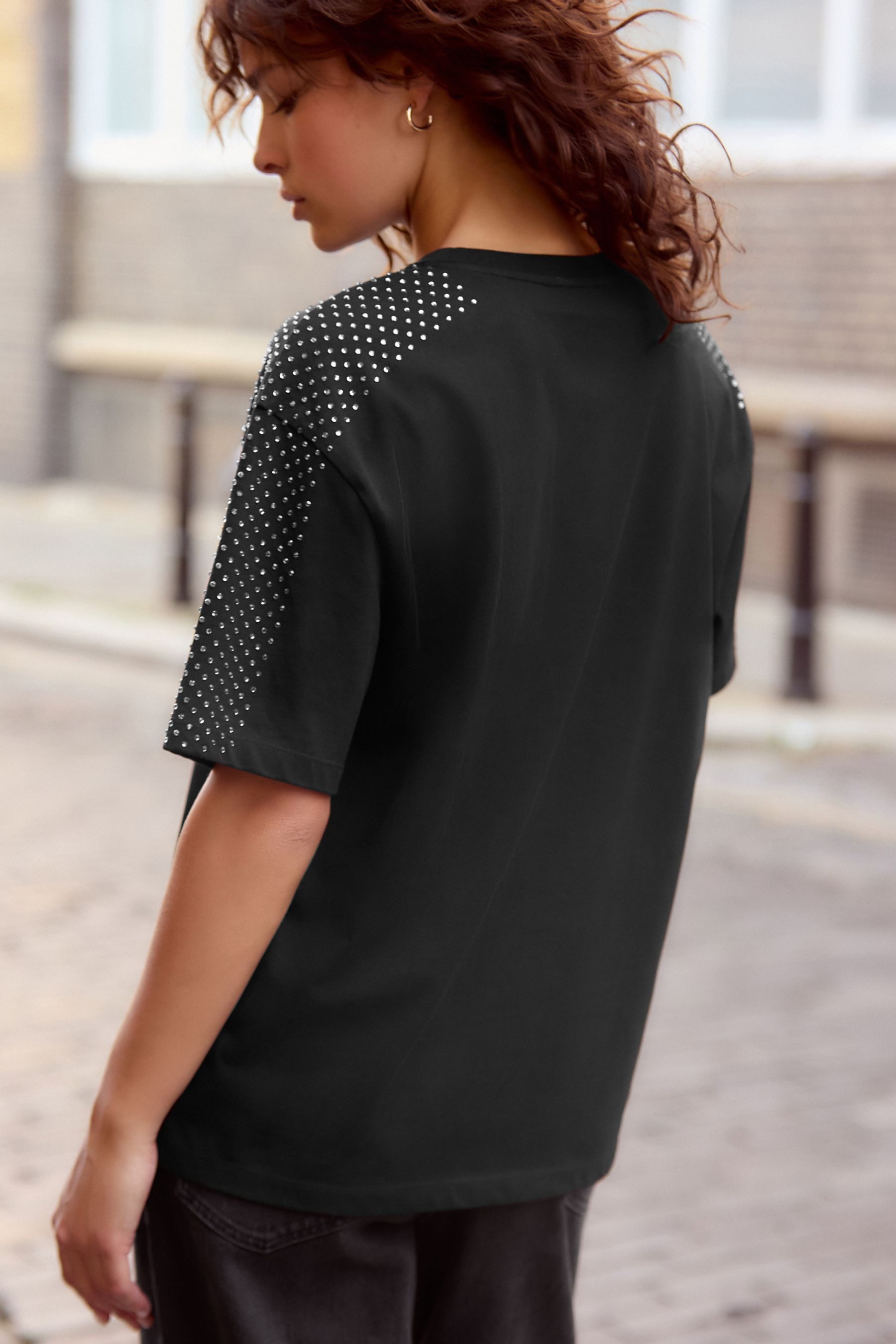 Next T-Shirt T-Shirt mit Schulterverzierung, Kurzgröße günstig online kaufen
