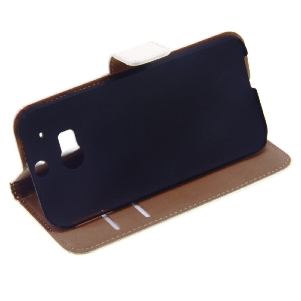 Handytasche Book Case Handyhülle für HTC M8 Weiß Schutz Tasche (Book Cover)