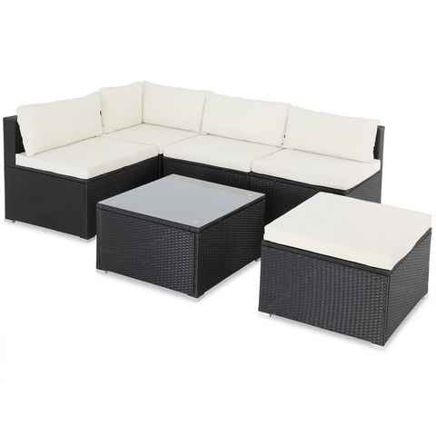 Casaria Loungeset, XL mit Auflagen Kissen Tisch Glasplatte Kombinierbar Gartenmöbel