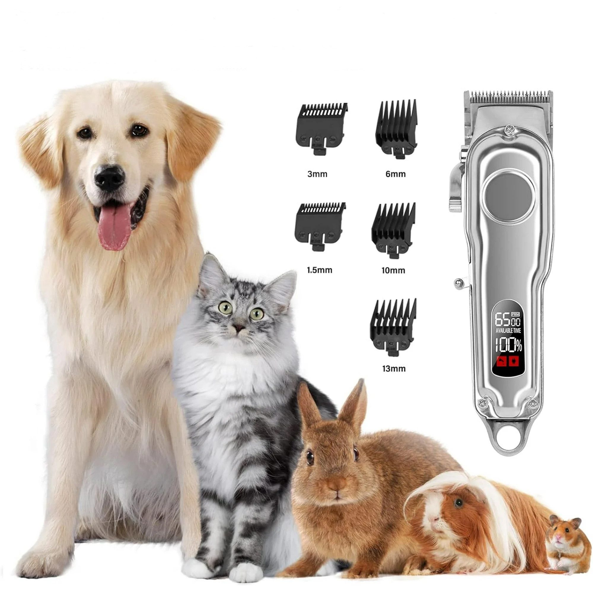 Hundeschermaschine Profi Tierhaarschneider für Hunde & Katzen, LCD, 6500 RPM, leise&stark