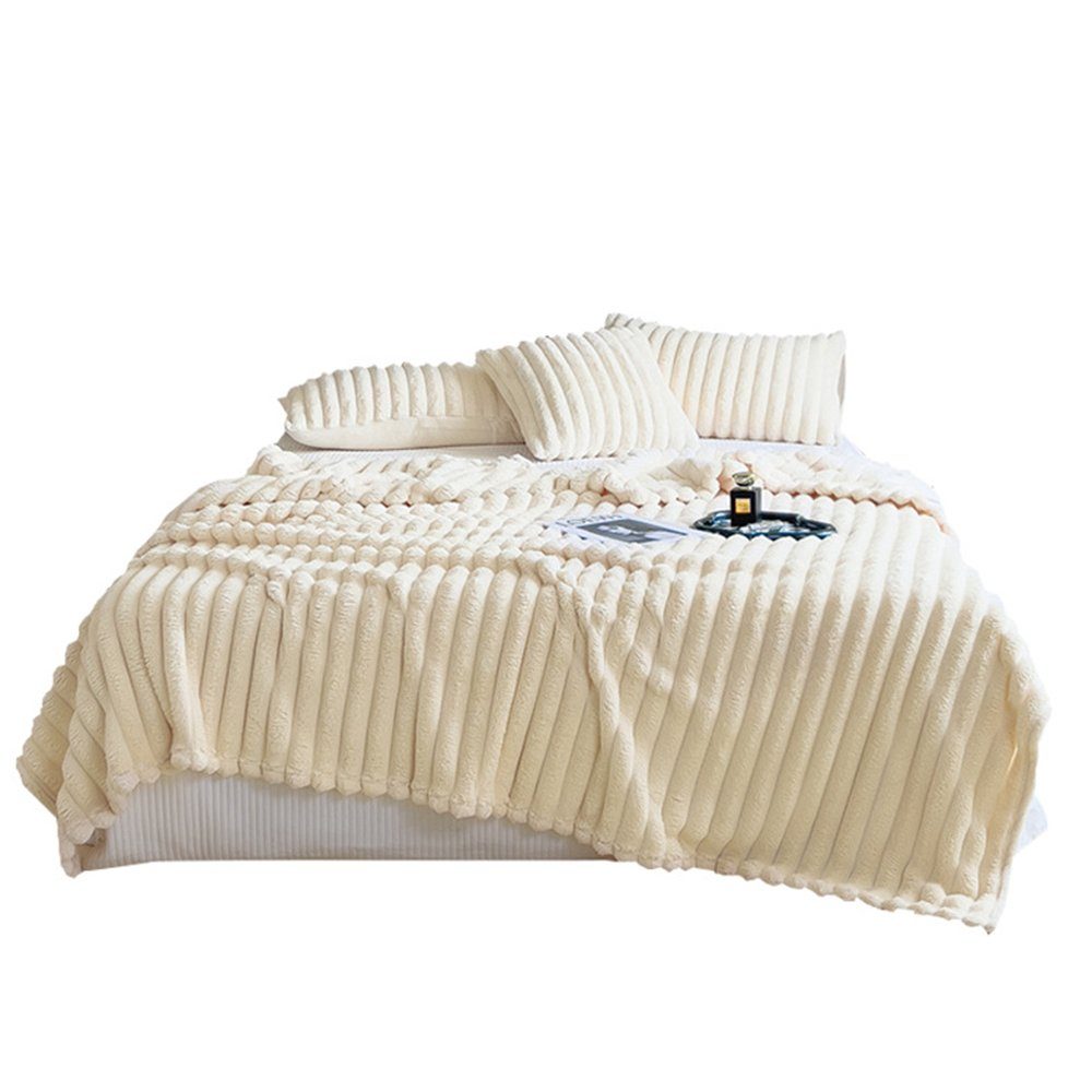 Tagesdecke Decke weiße Sofadecke weich und warm Kinderdecke 100x150cm, FELIXLEO
