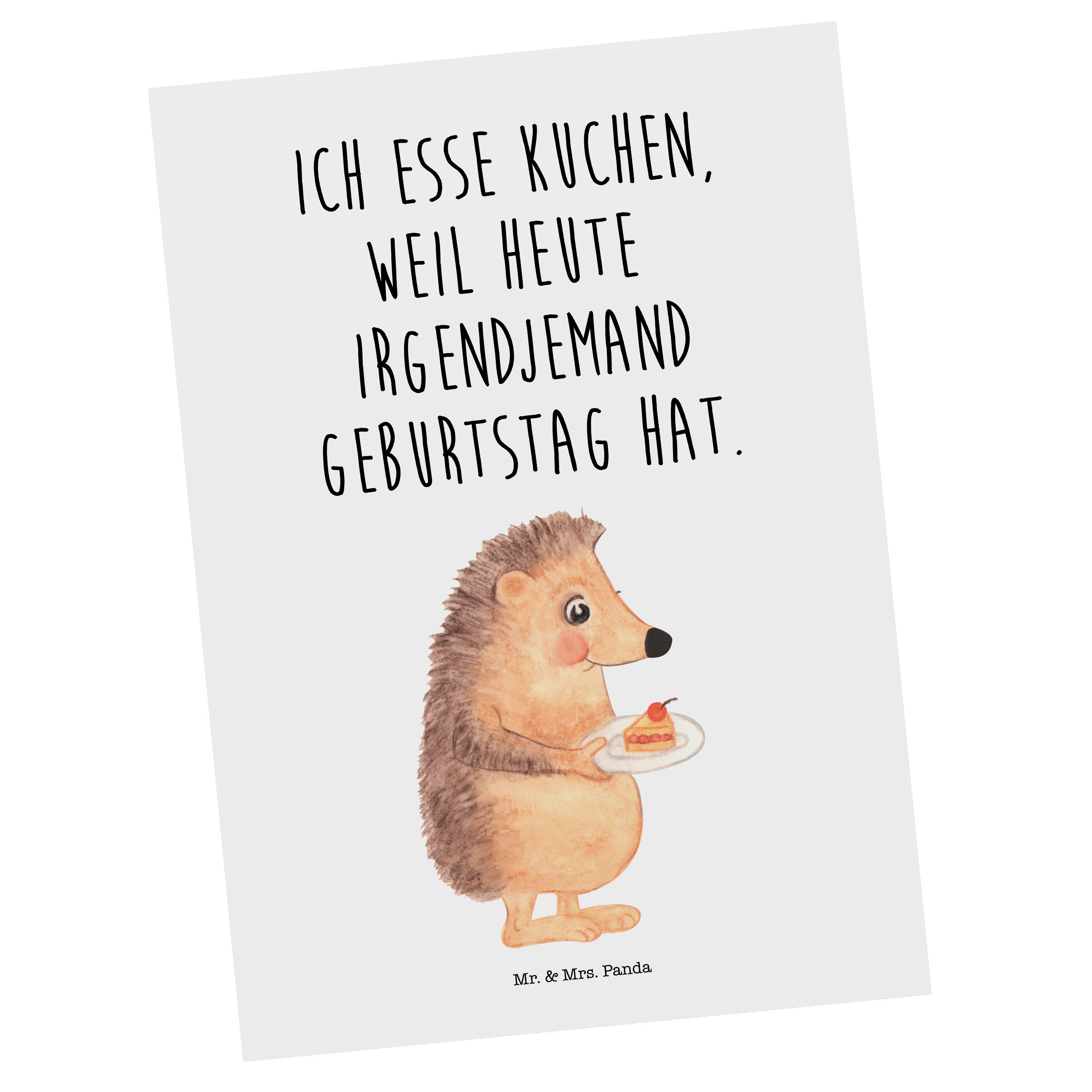 Mr. & Mrs. Panda Postkarte mit Einladung - Kuchenstück Weiß Geschenk, Igel - P Geburtstagskarte