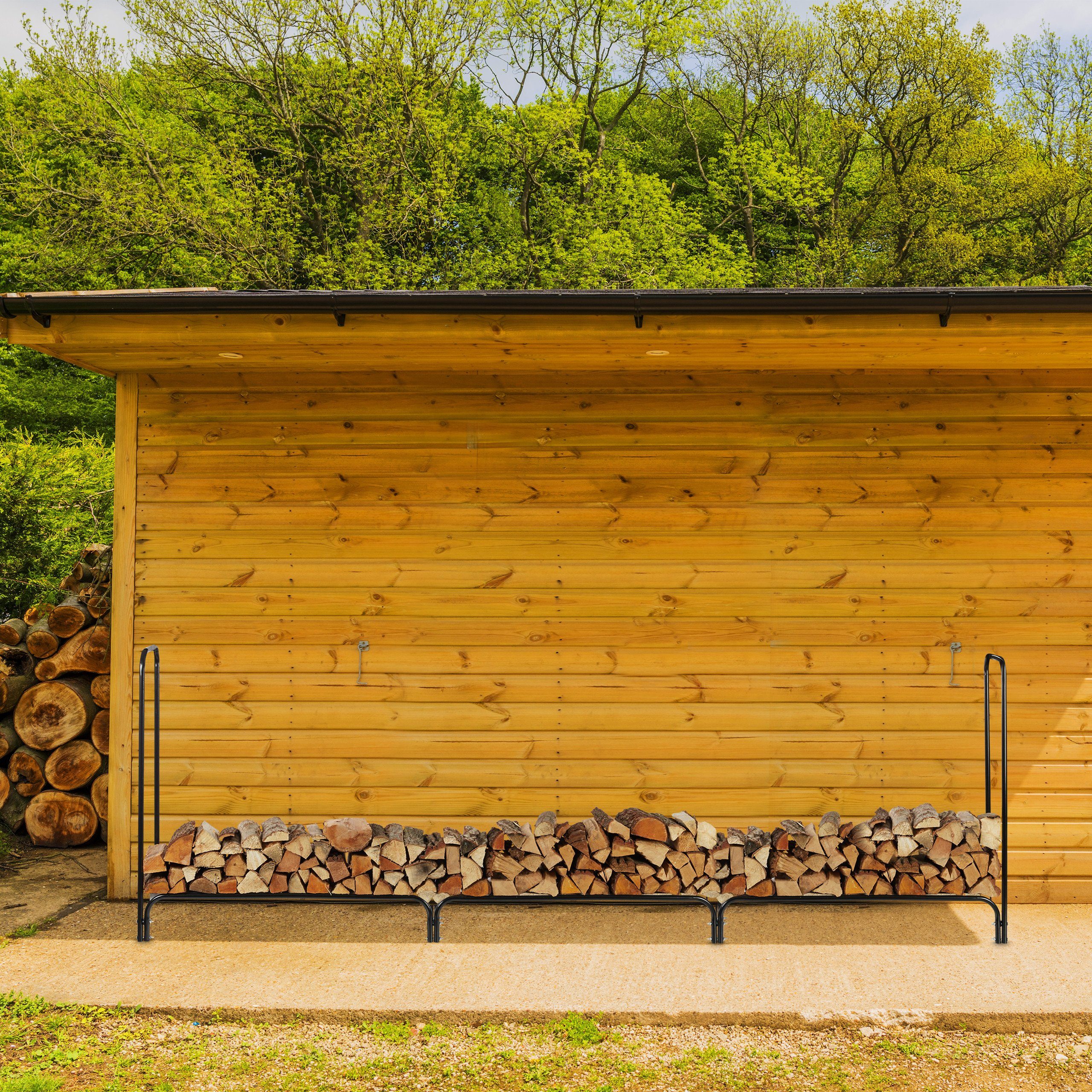 relaxdays Kaminholzregal Großes Kaminholzregal aus Metall, BxTxH:370x38.5x1 günstig online kaufen
