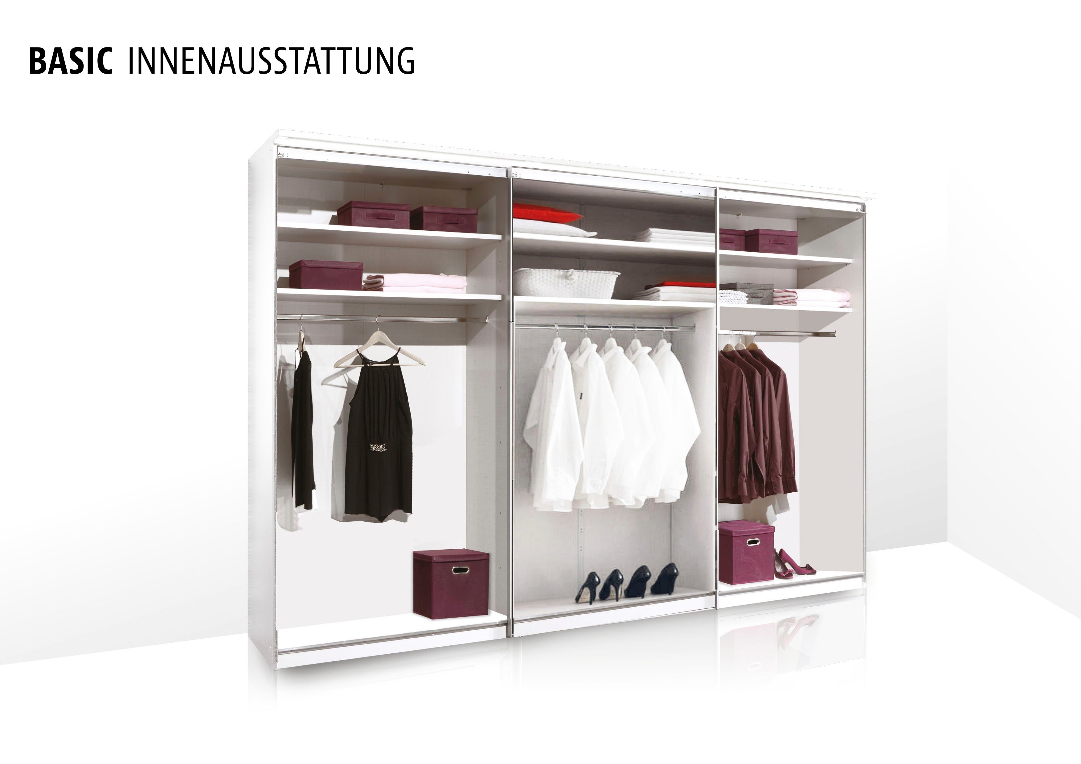 STAUD Schwebetürenschrank Sinfonie Plus, edles Design in hochwertiger Qualität, Made in Germany Mit Spiegeltüre und vier verschiedenen Ausstattungsvarianten