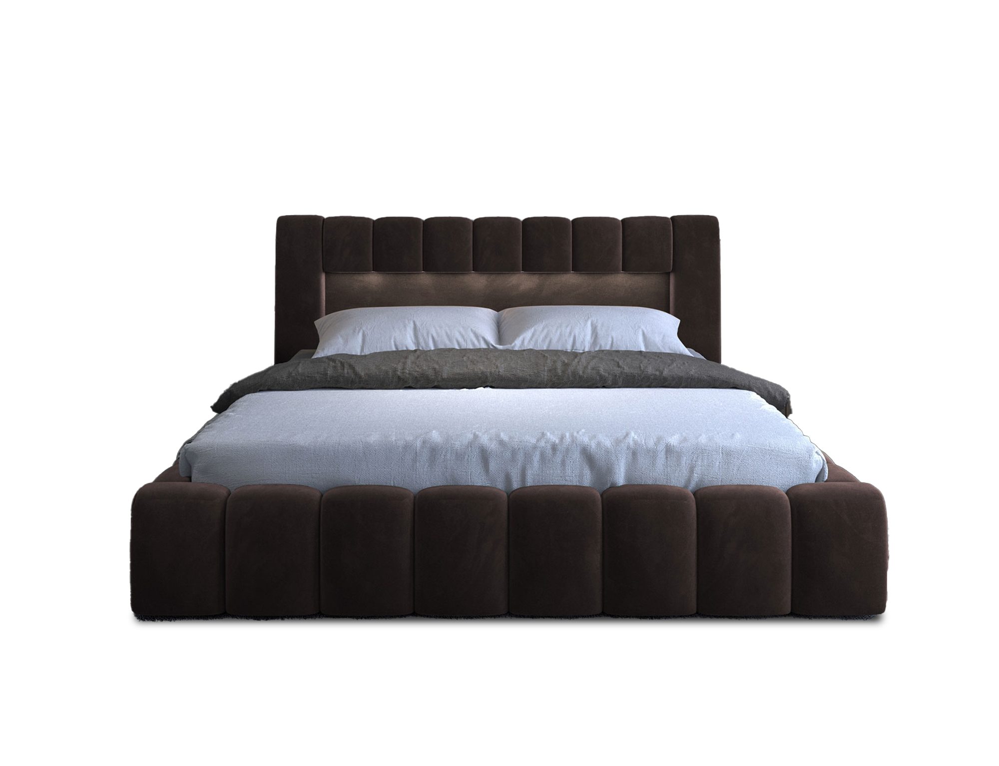 Lukas Möbel Polsterbett Doppelbett Mika Polsterbett mit Bettkasten Lattenrost u. LED (Bett mit Lattenrost), mit Lattenrost Bettkasten und LED