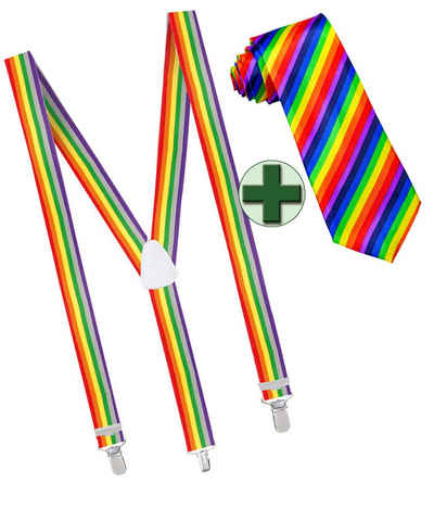 Karneval-Klamotten Kostüm Regenbogen LGBTQ Party Set Krawatte Hosenträger, Accessoires für Pride Party