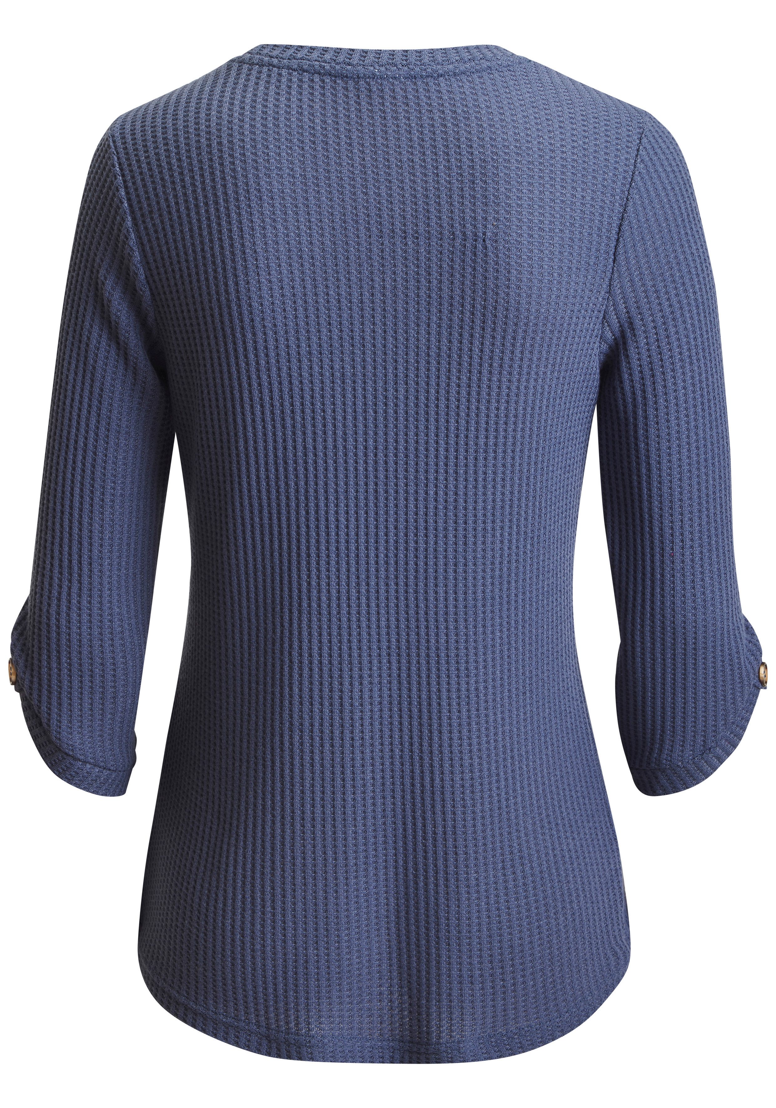 LASCANA 3/4-Arm-Shirt mit Knopfdetail aus weicher Waffel Piqué-Qualität