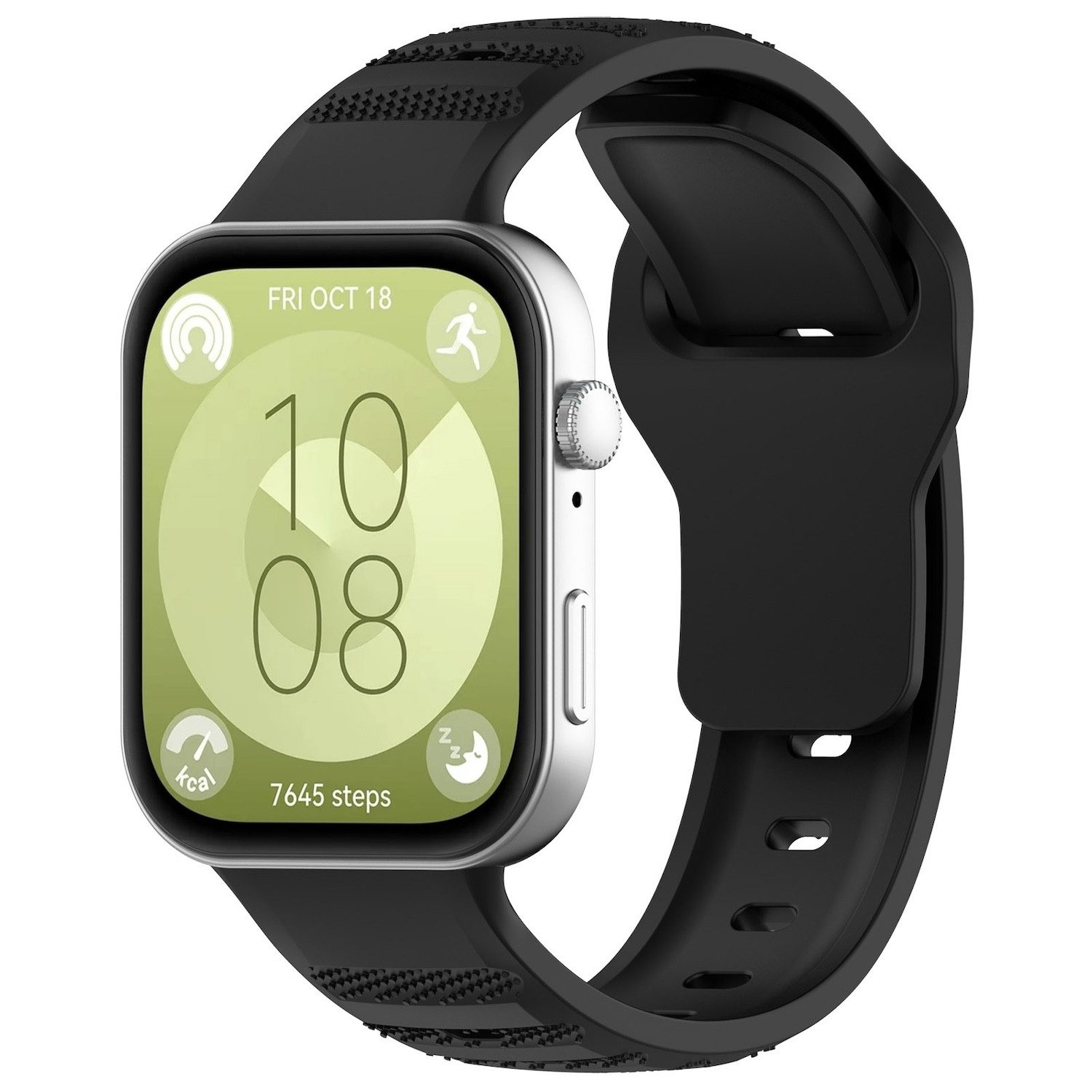 Wigento Smartwatch-Armband Für Huawei Watch Fit 4 / 4 Pro / 3 Wavy Dot Silikon Armband Schwarz, Ersatz Austausch Silikon Sport Armband