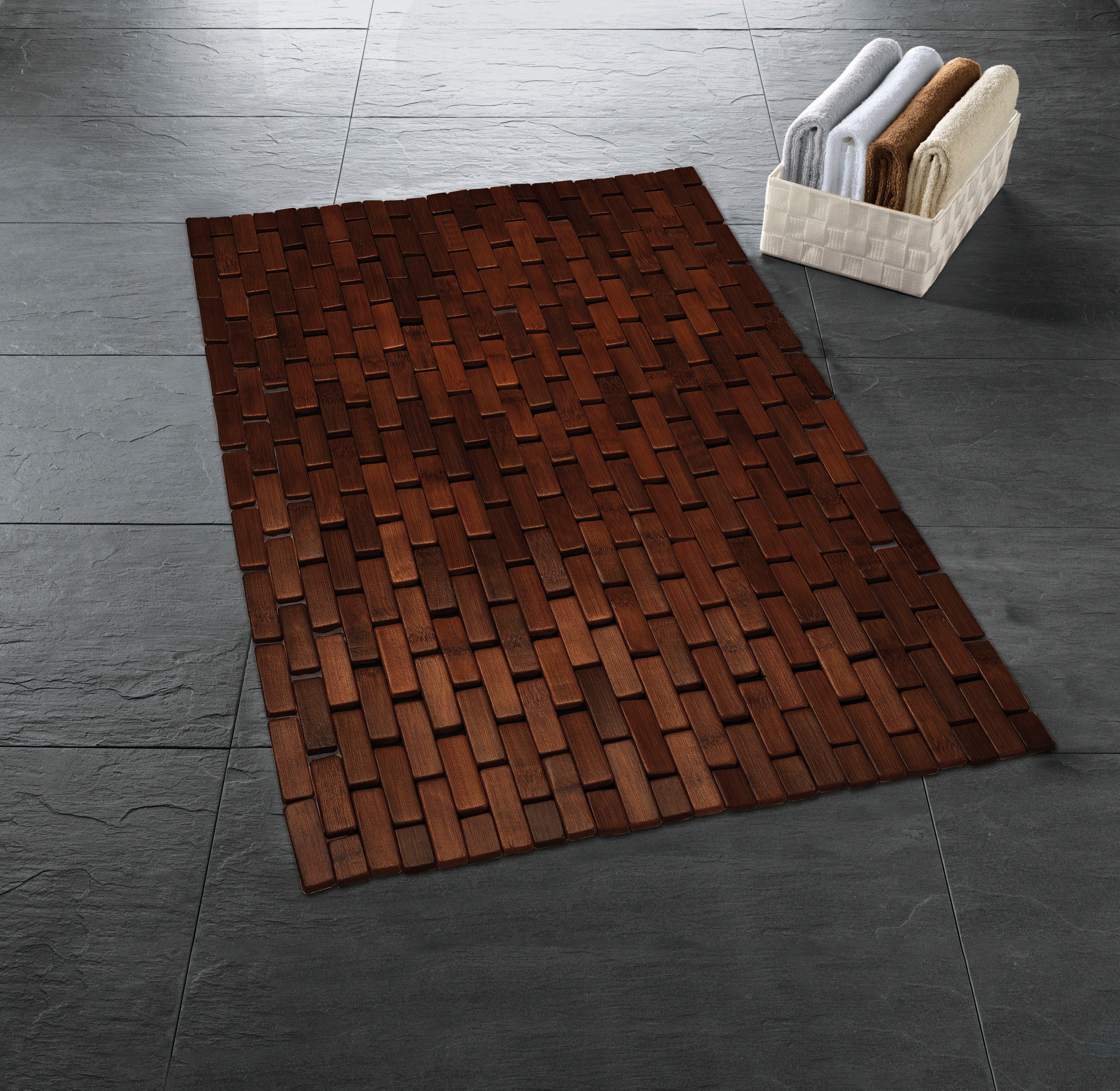 Kleine Wolke Badematte "Palito" Höhe 5 mm rutschhemmend beschichtet Holzmat günstig online kaufen