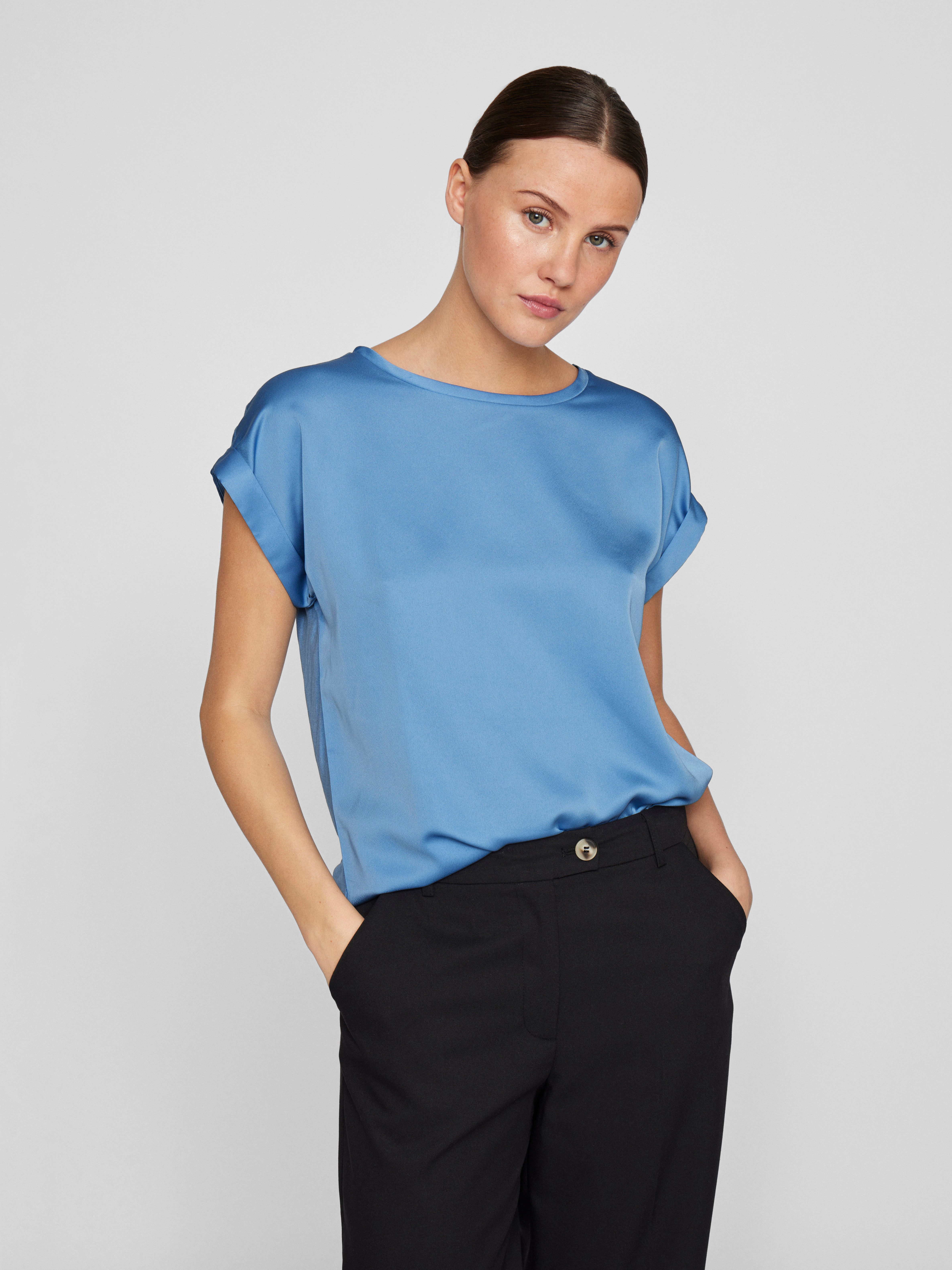 Vila Kurzarmshirt VIELLETTE S/S SATIN TOP günstig online kaufen