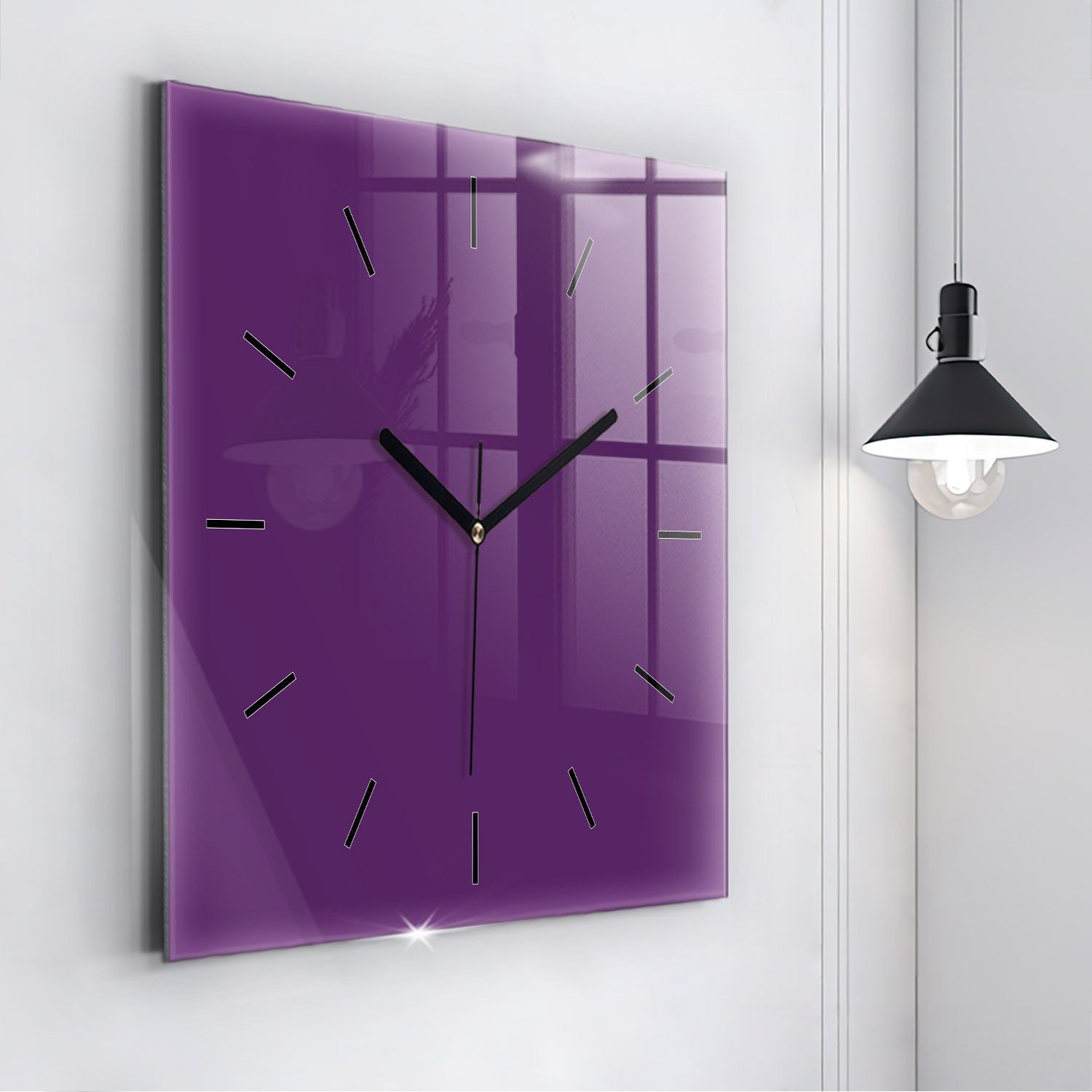 Tulup Wanduhr Modernistische Glaswanduhr 60x60cm Uhr aus gehärtetem Glas