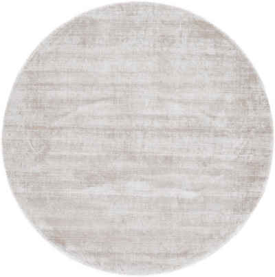 Teppich Ava Viskoseteppich, carpetfine, rund, Höhe: 13 mm, Seidenoptik, leichter Glanz, Wohnzimmer