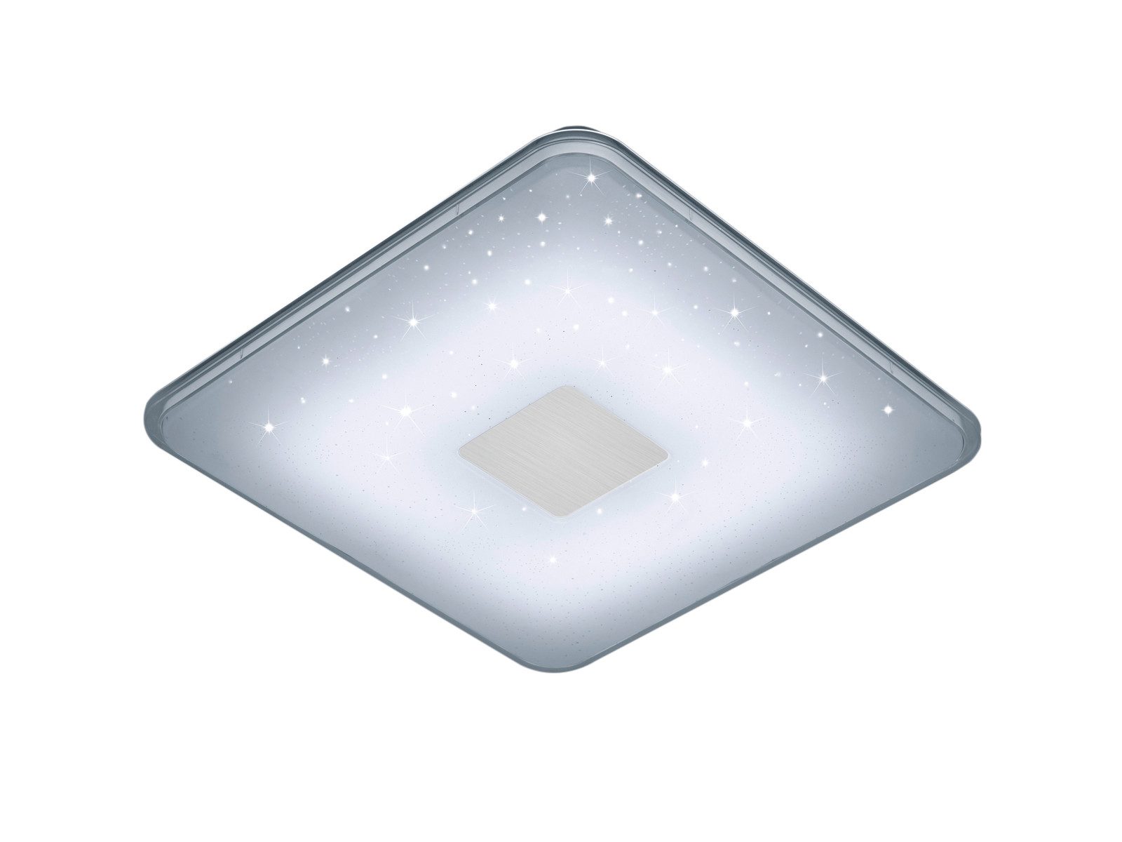 TRIO Leuchten LED Deckenleuchte flach mit Fernbedienung dimmbar 42x 42cm, Memoryfunktion, LED fest integriert, Neutralweiß, Warmweiß, Tageslichtweiß, Sternenhimmel-Lampe eckig, Tageslichtlampe Decke modern