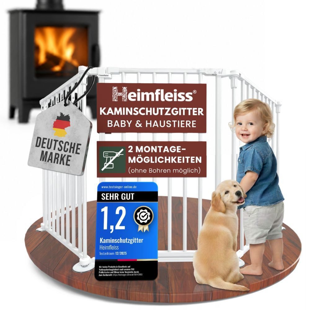 Heimfleiss® Ofenschutzgitter Kaminschutzgitter Baby Ofenschutzgitter Kinderschutz, Weiß: 5-teiliges Kamingitter aus hitzebeständigem Stahl