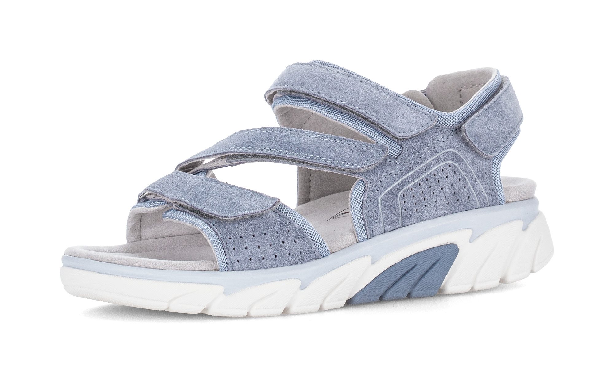 rollingsoft Sandalette Keilabsatz, Riemchensandale mit Lochmuster und Ziernähten, G-Weite