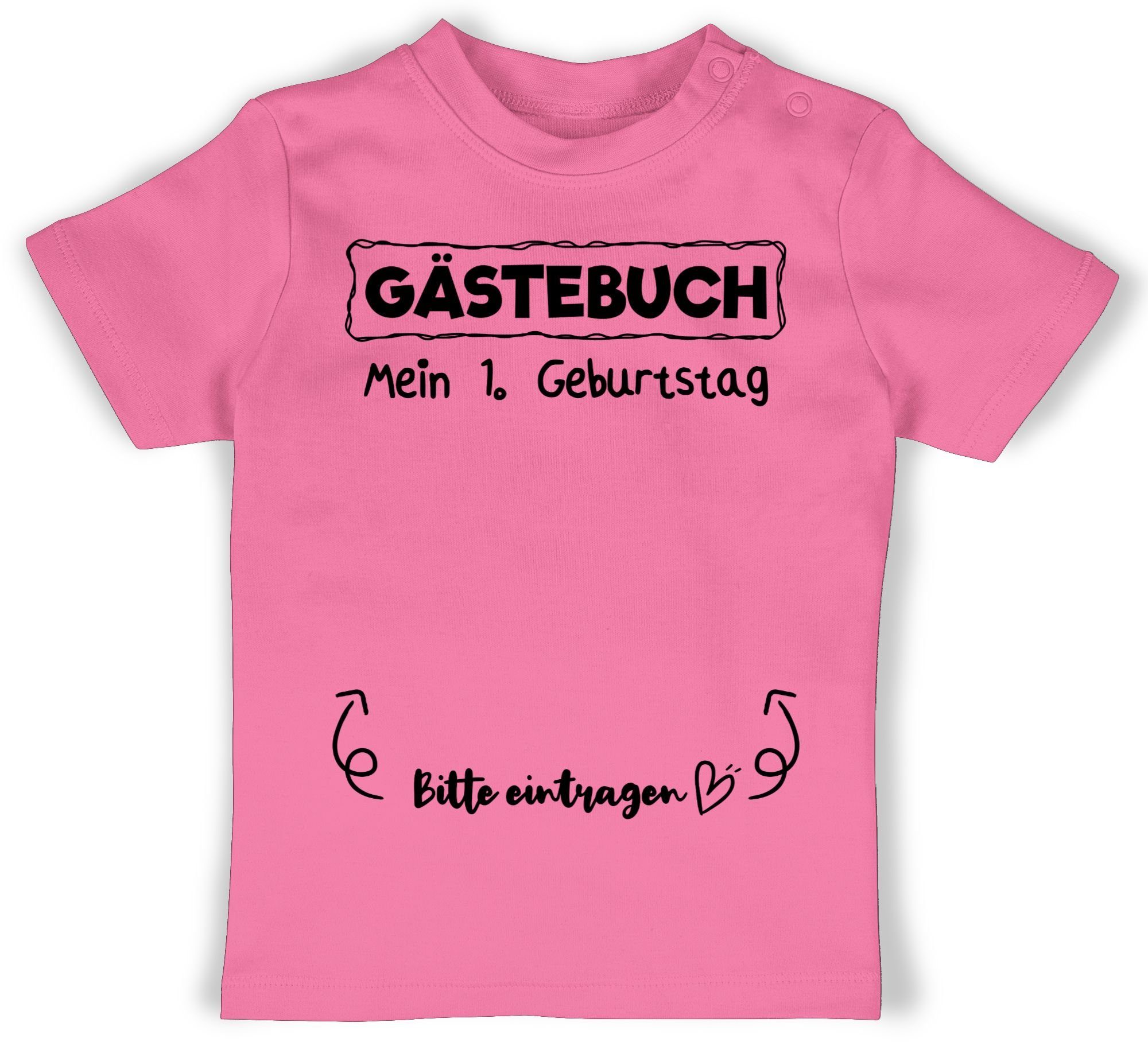 Shirtracer T-Shirt Gästebuch - Mein erster Geburtstag 1. Geburtstag 2 Pink