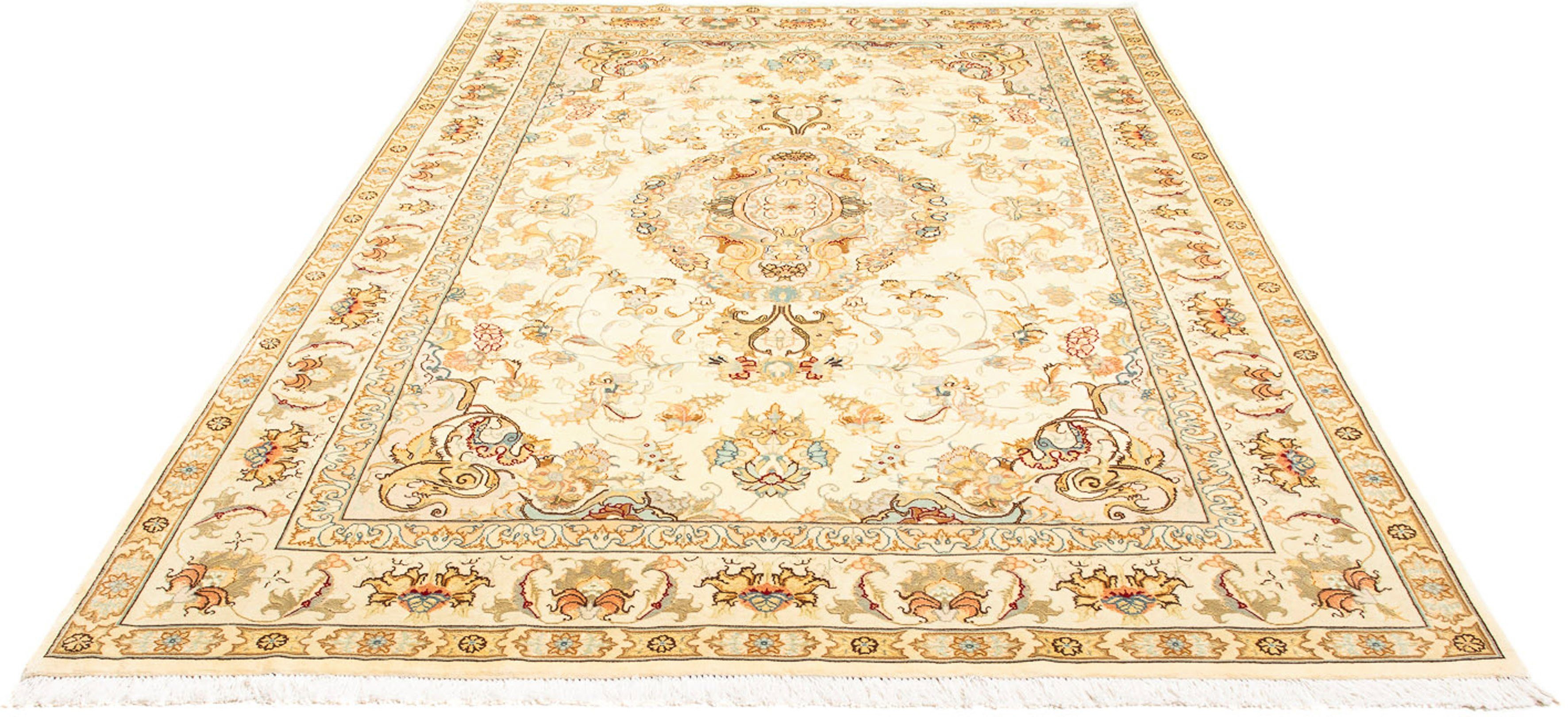 Orientteppich Perser - Täbriz - Royal - 307 x 198 cm - beige, morgenland, rechteckig, Höhe: 7 mm, Wohnzimmer, Handgeknüpft, Einzelstück mit Zertifikat