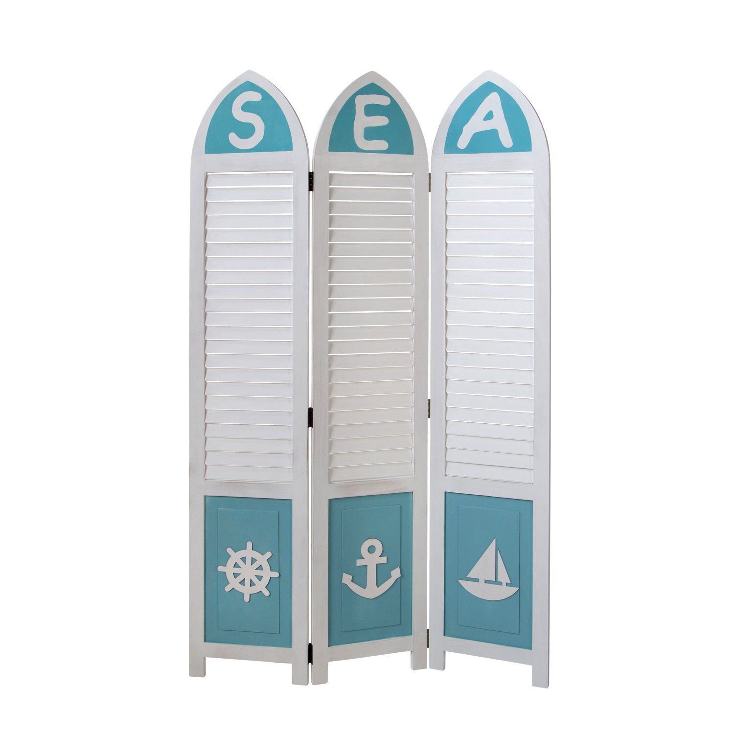 Homestyle4u Paravent Raumteiler Holz Trennwand Marine günstig online kaufen