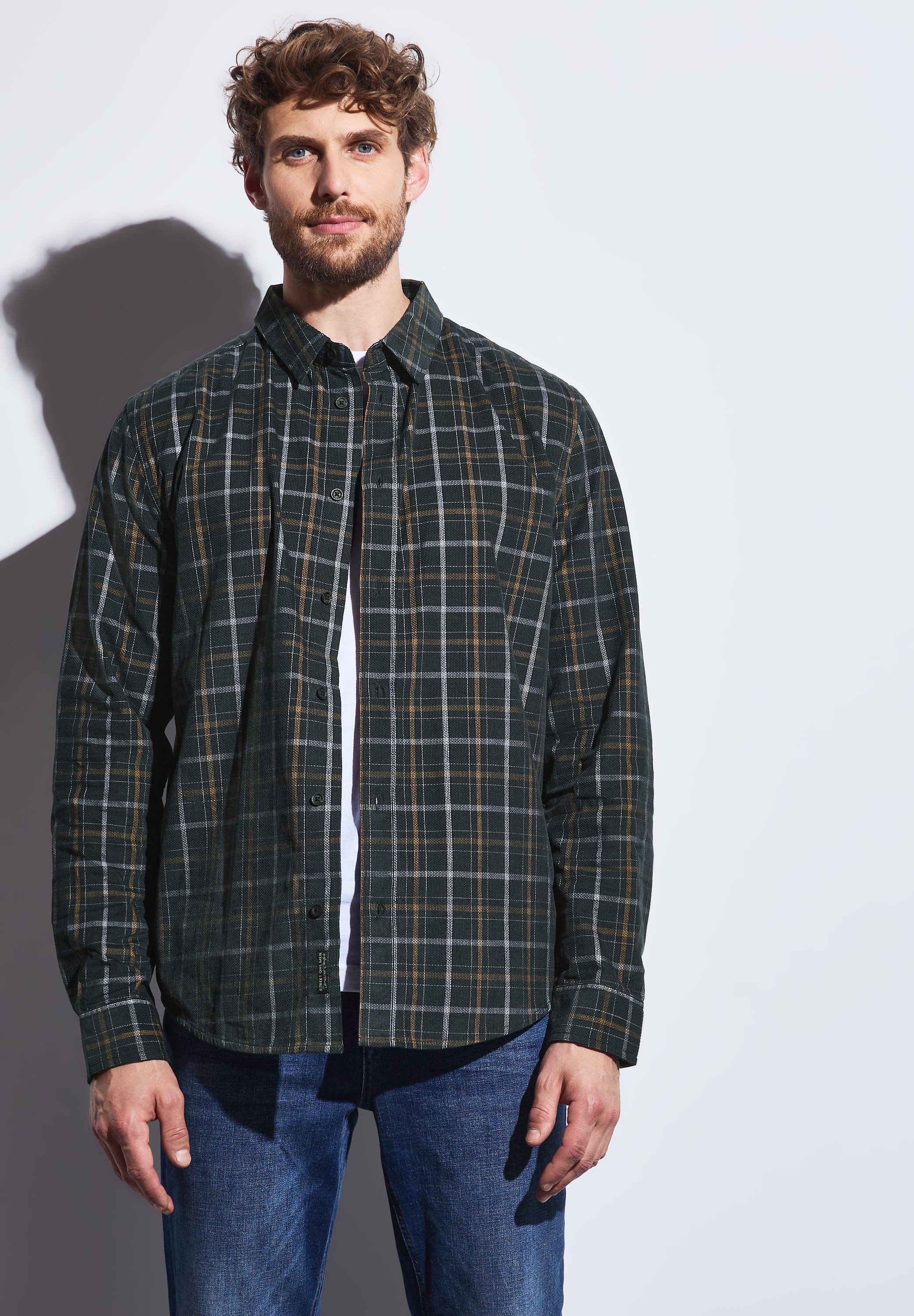 STREET ONE MEN Langarmhemd mit Knopfleiste günstig online kaufen