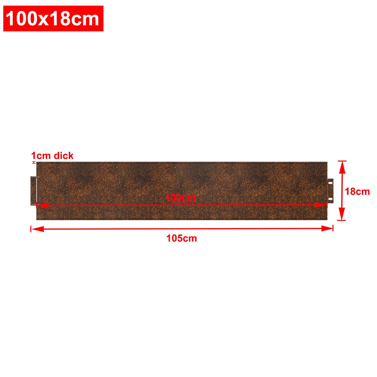 FIVMEN Beetumrandung Rasenkante Metall 5m Beeteinfassung Verzinkt, Rost, 100x15cm/100x18cm per Stück Beetbegrenzung