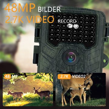 DOPWii 1080P HD Jagdkamera, 48 MP HD Wildkamera mit IR-Sensor, Nachtsicht Wildkamera (mit 128GB Speicherkarte, 2.0” LCD, 120° Weitwinkel, IP66 Wasserdicht)