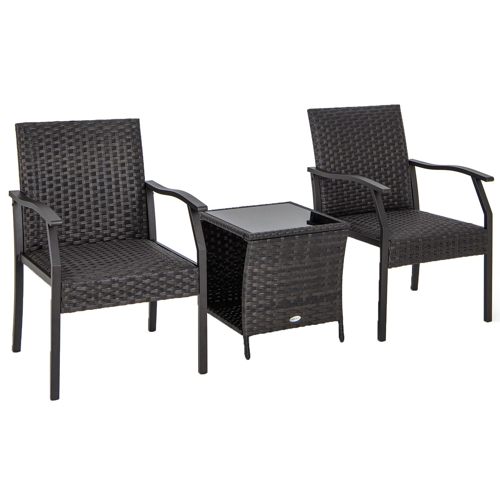 COSTWAY Balkonset, (3-tlg), Polyrattan Balkonmöbel für 2 Personen, wetterfe günstig online kaufen