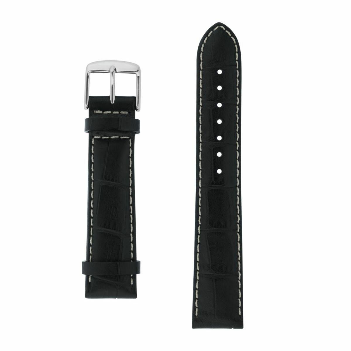 ZEPPELIN Uhrenarmband Herren Uhrenarmband Crocomatt Leder 22mm Schwarz