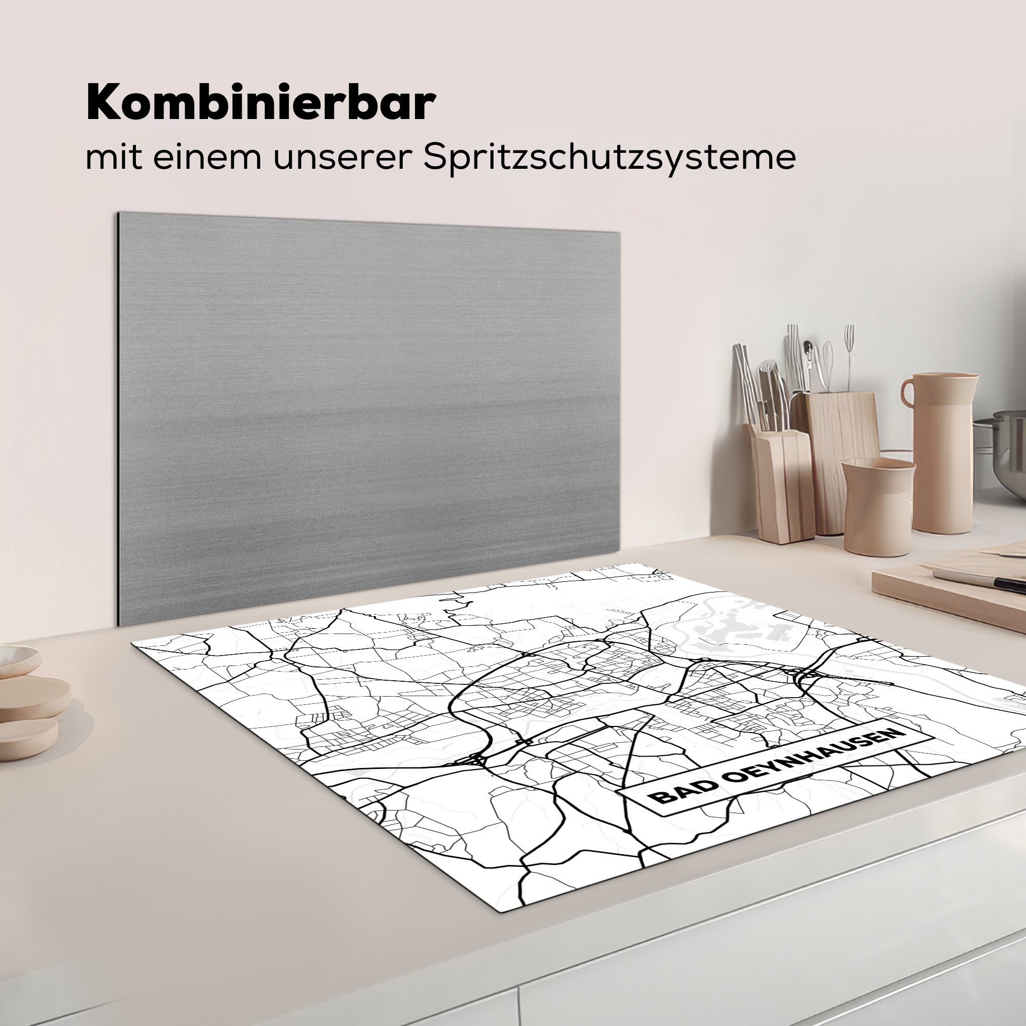 Arbeitsplatte - küche (1 für tlg), Karte, Vinyl, cm, Stadtplan MuchoWow 78x78 Herdblende-/Abdeckplatte - Bad-Oeynhausen Ceranfeldabdeckung,