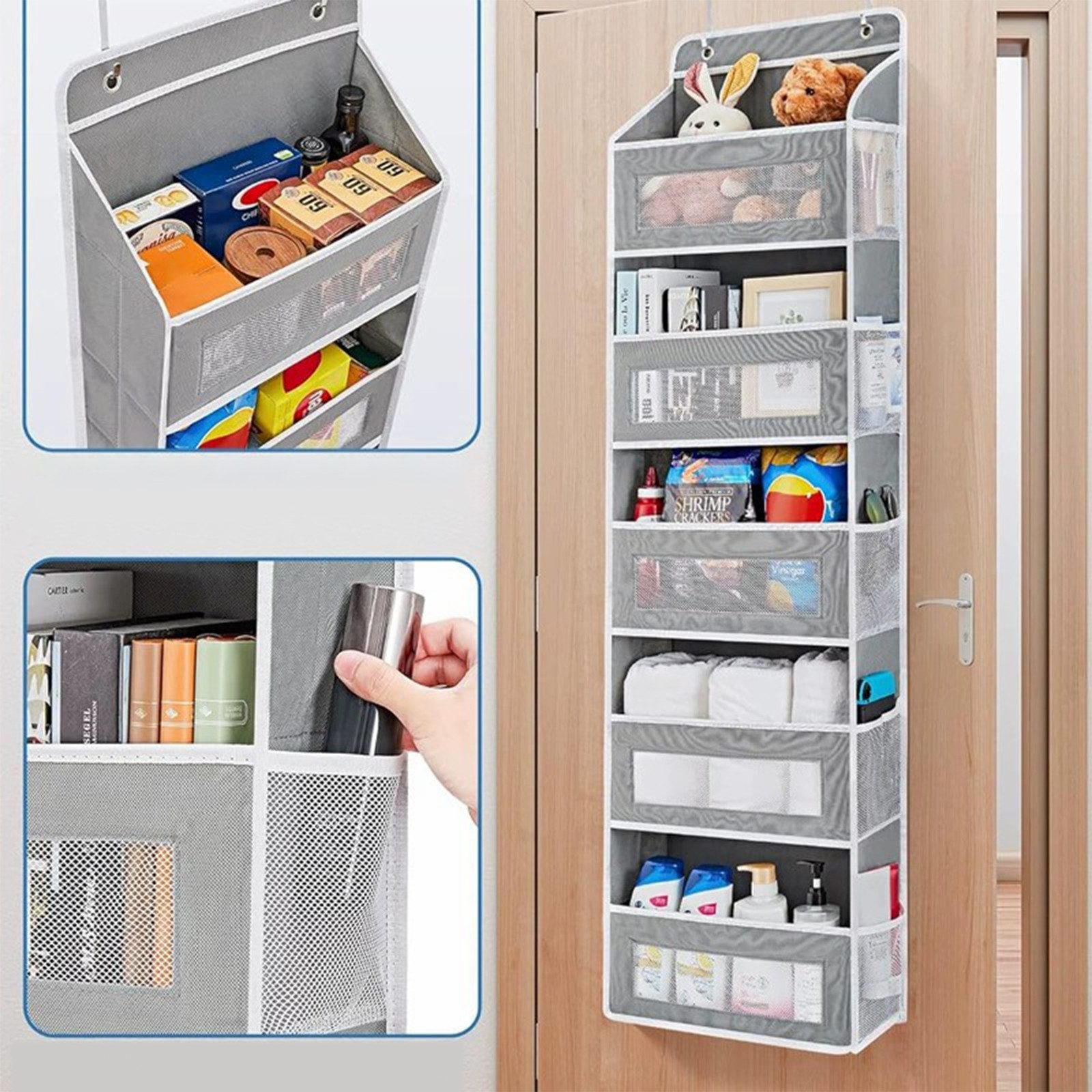 OKWISH Hängeregal Tür Organizer Hängeaufbewahrung mit 5 Fächer und 5 Mesh-S günstig online kaufen