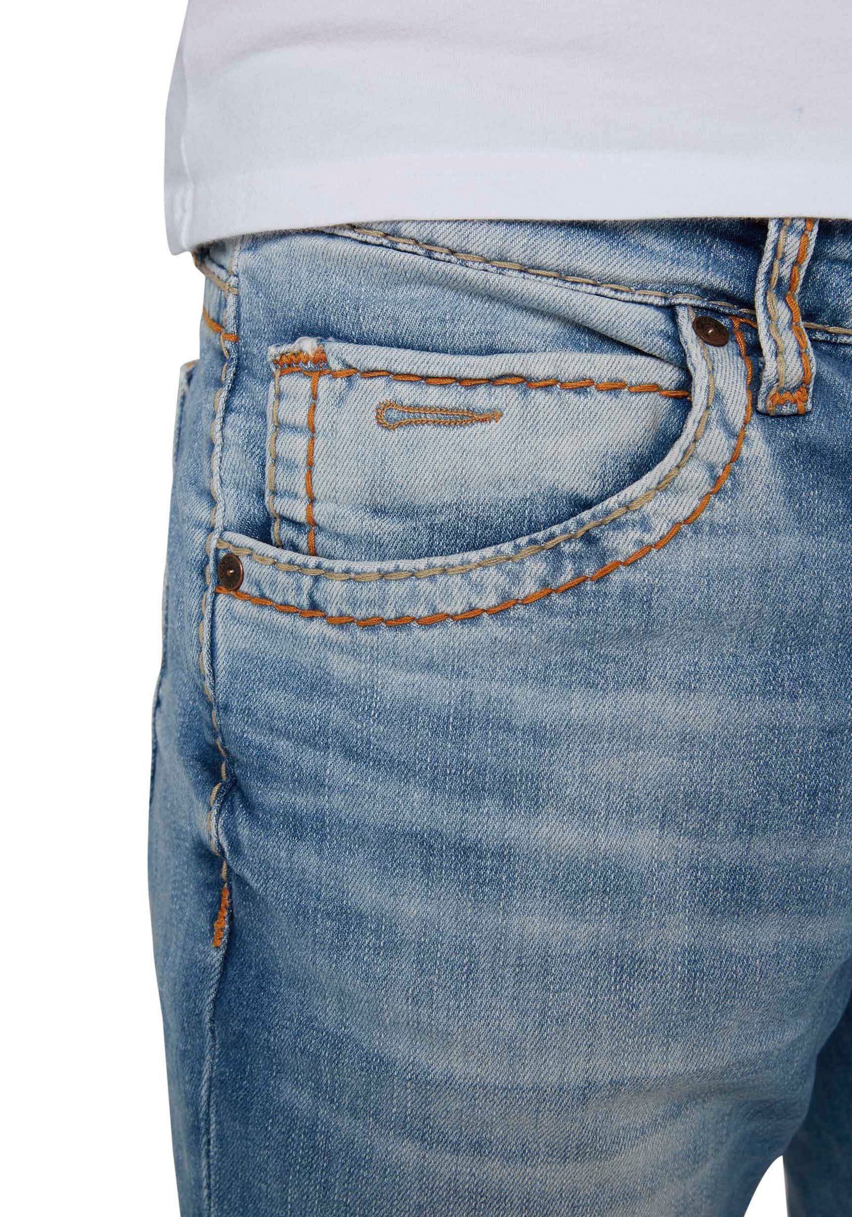 vintage mit NI:CO:R611 CAMP DAVID Straight-Jeans Steppnähten light markanten
