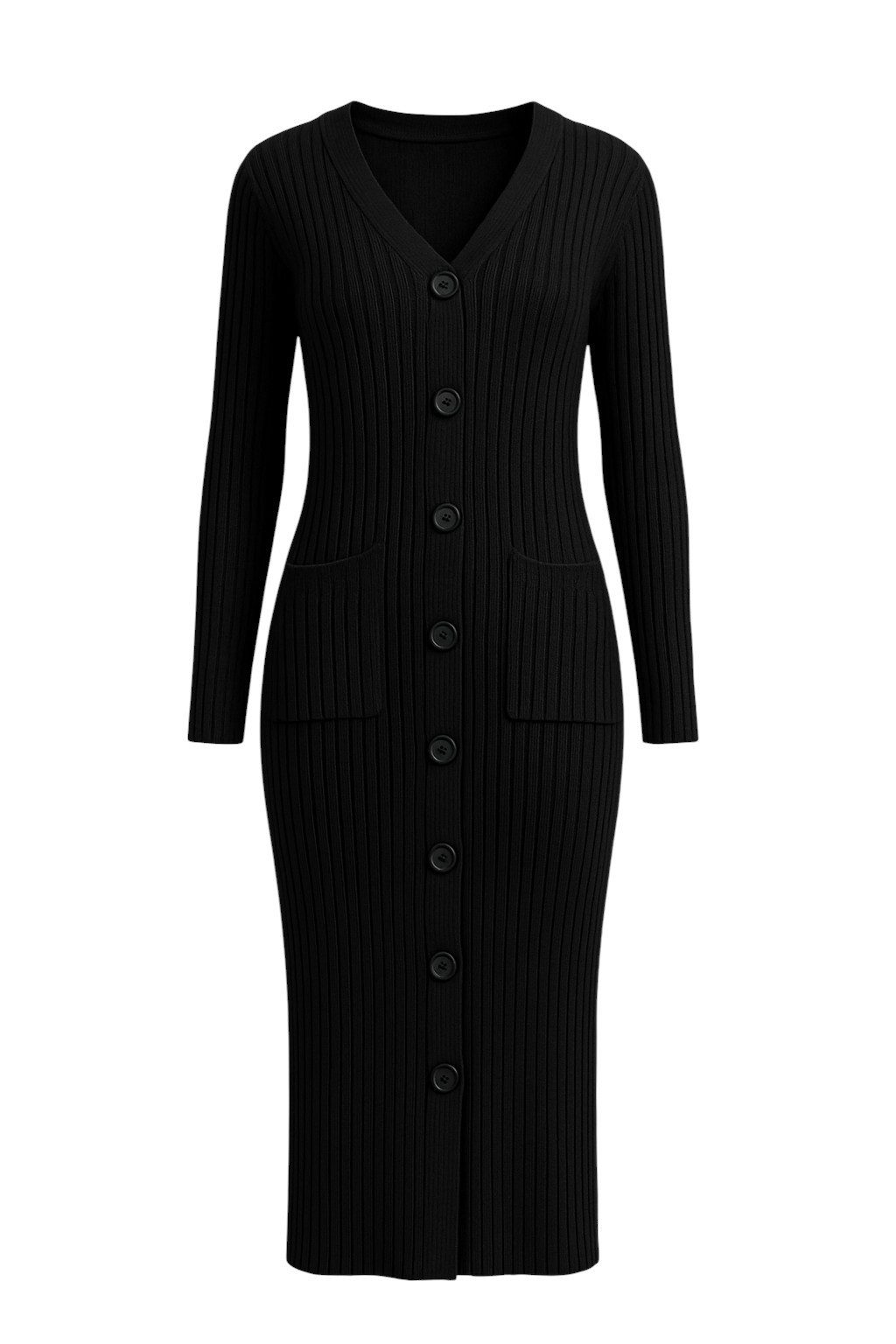 Mississhop Strickkleid Damen Strick Cardigan Kleid mit Knopfleiste M. 406
