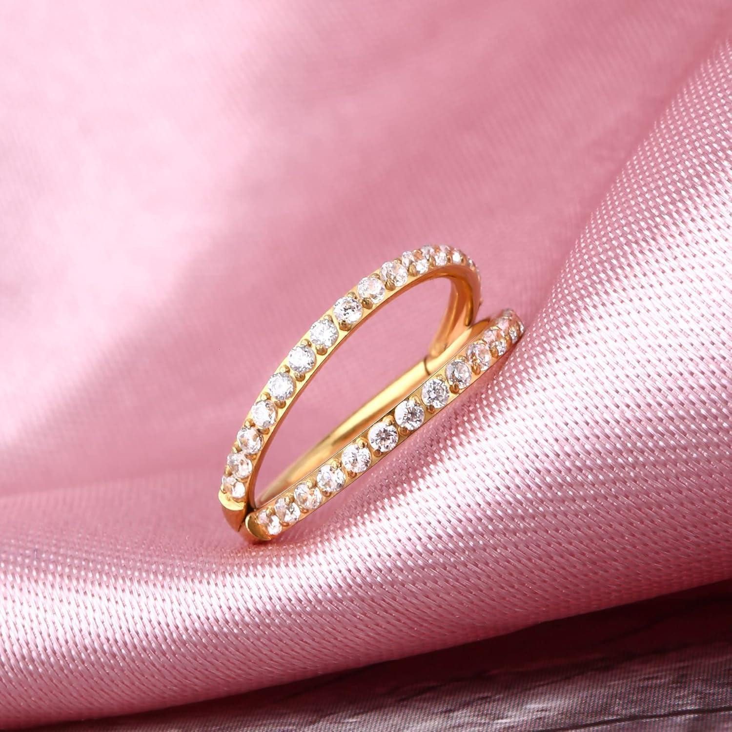 LuxusKollektion Augenbrauenpiercing Helix Earrings Hoop CZ Paved Septum Cartilage Piercing Jewelry