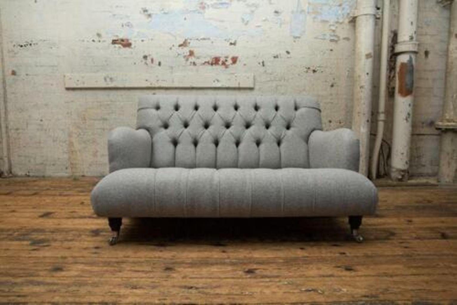 JVmoebel Chesterfield-Sofa, Design Klassische Textil Sofa 2 Sitzer Couch Polster