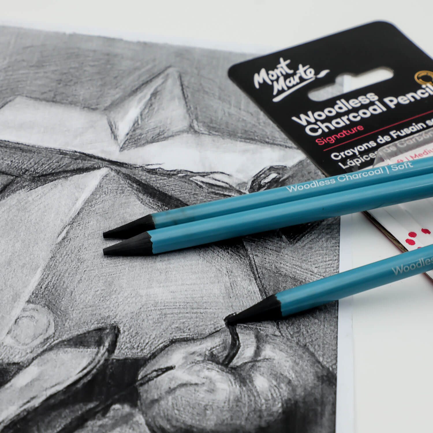 Mont Marte Kohlestift Woodless Charcoal Pencils – 3er Set (Weich, Mittel, Hart), (Set, 3-tlg), Holzlose Kohlestifte für Skizzen,Schattierungen & Ausdrucksvolle Kunst
