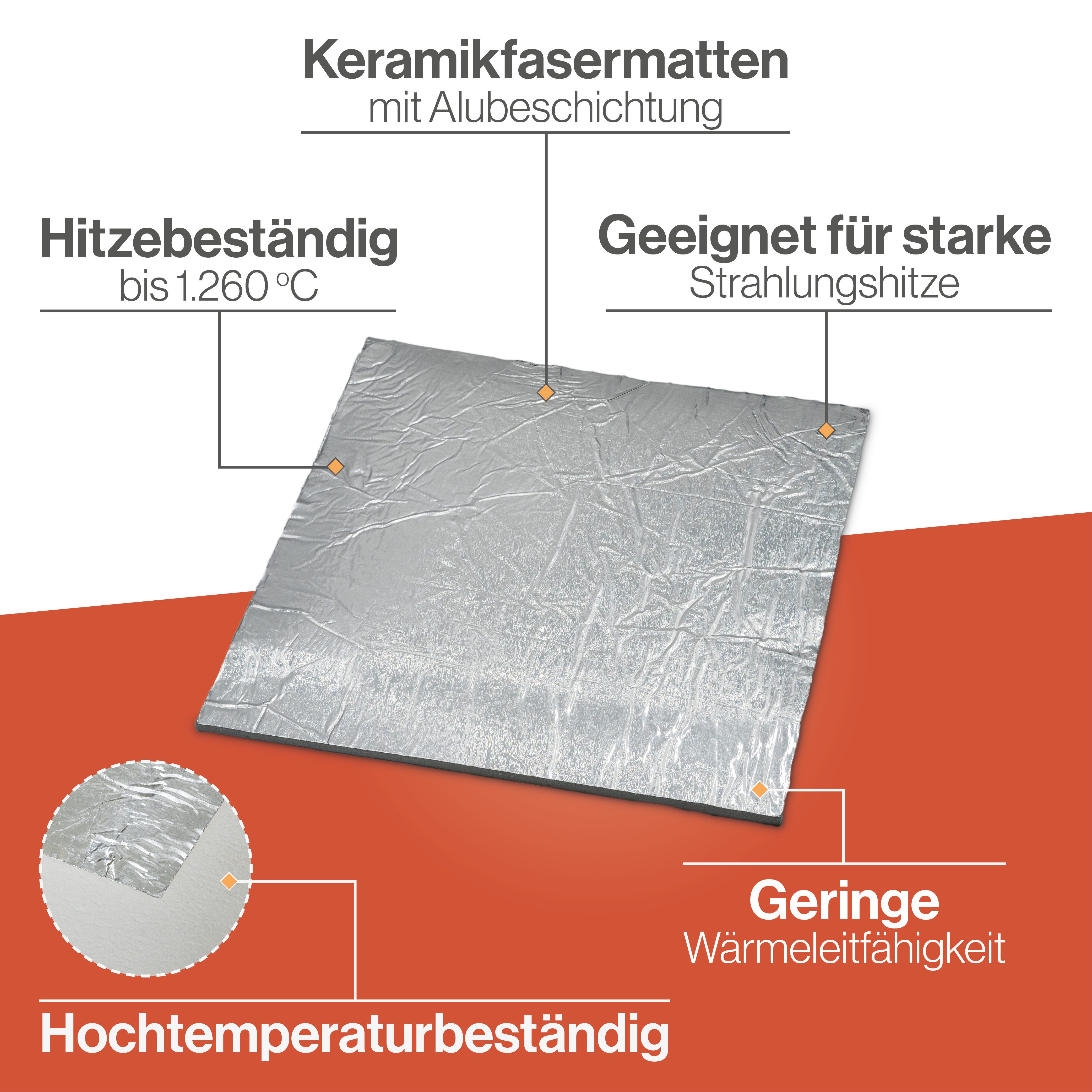 Feuerfest 123 GmbH Glasfasermatte Keramikfasermatte Aluminiumbeschichtung - günstig online kaufen