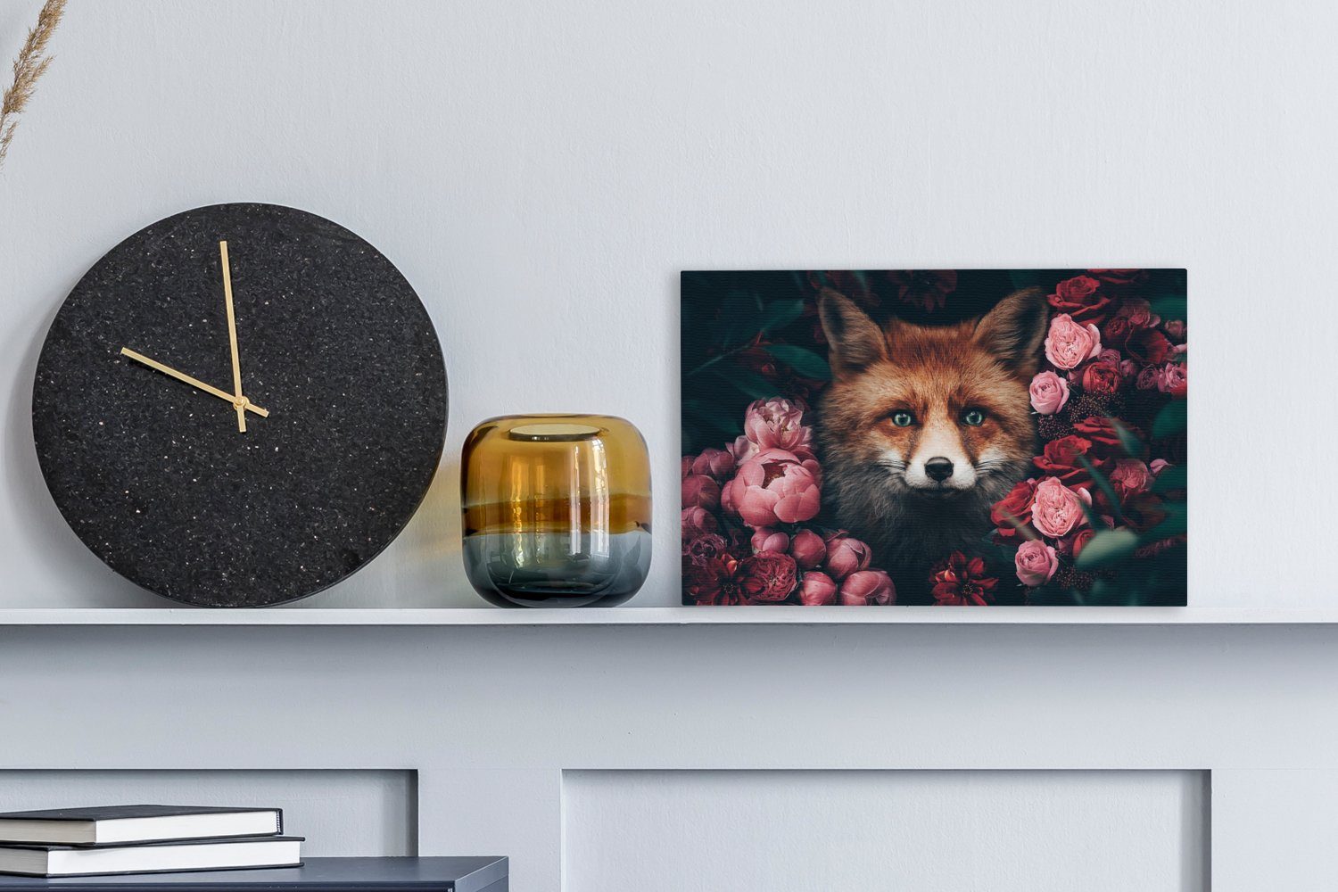 OneMillionCanvasses® Leinwandbild Fuchs - Blumen - günstig online kaufen
