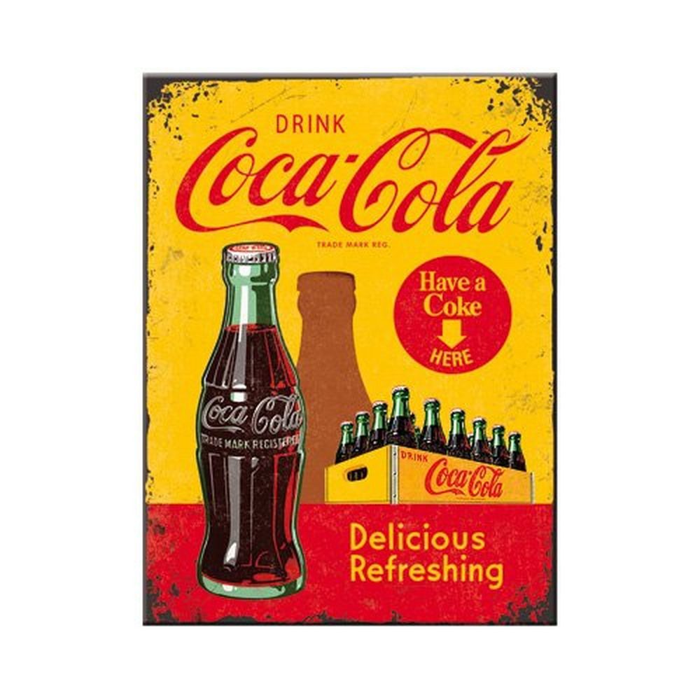 Nostalgic-Art Magnet Nostalgic-Art - Magnet 6 x 8 cm - Coca-Cola - In Bottles Yellow