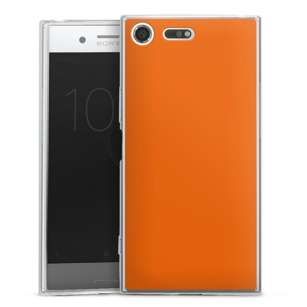 DeinDesign Handyhülle einfarbig orange Farbe Mandarine, Sony Xperia XZ Premium Slim Case Silikon Hülle Ultra Dünn Schutzhülle