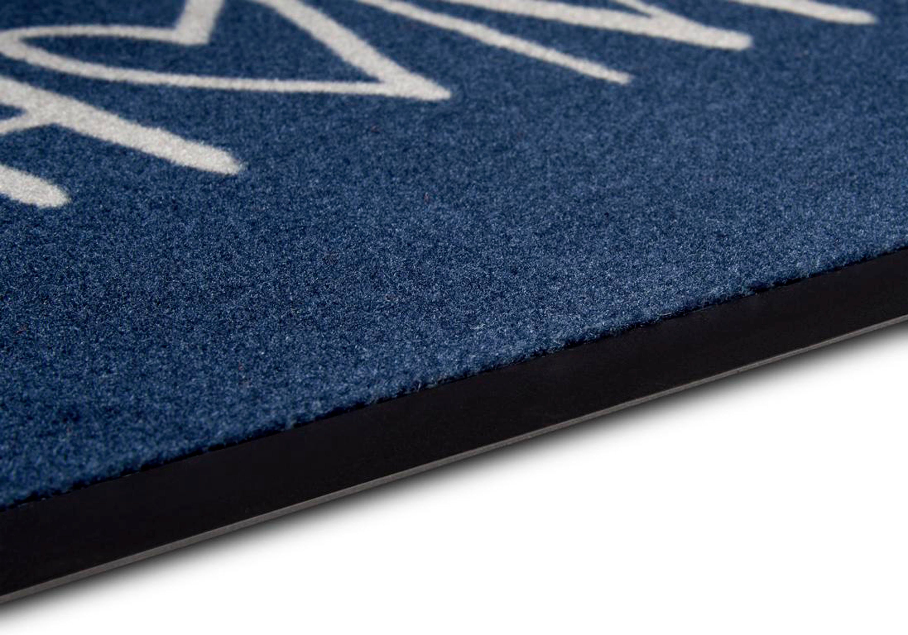 Fußmatte rutschfest blau/creme mm, waschbar, mit Magne, Spruch, my 5 Design, robust, home, Schrift rechteckig, Höhe: pflegeleicht,