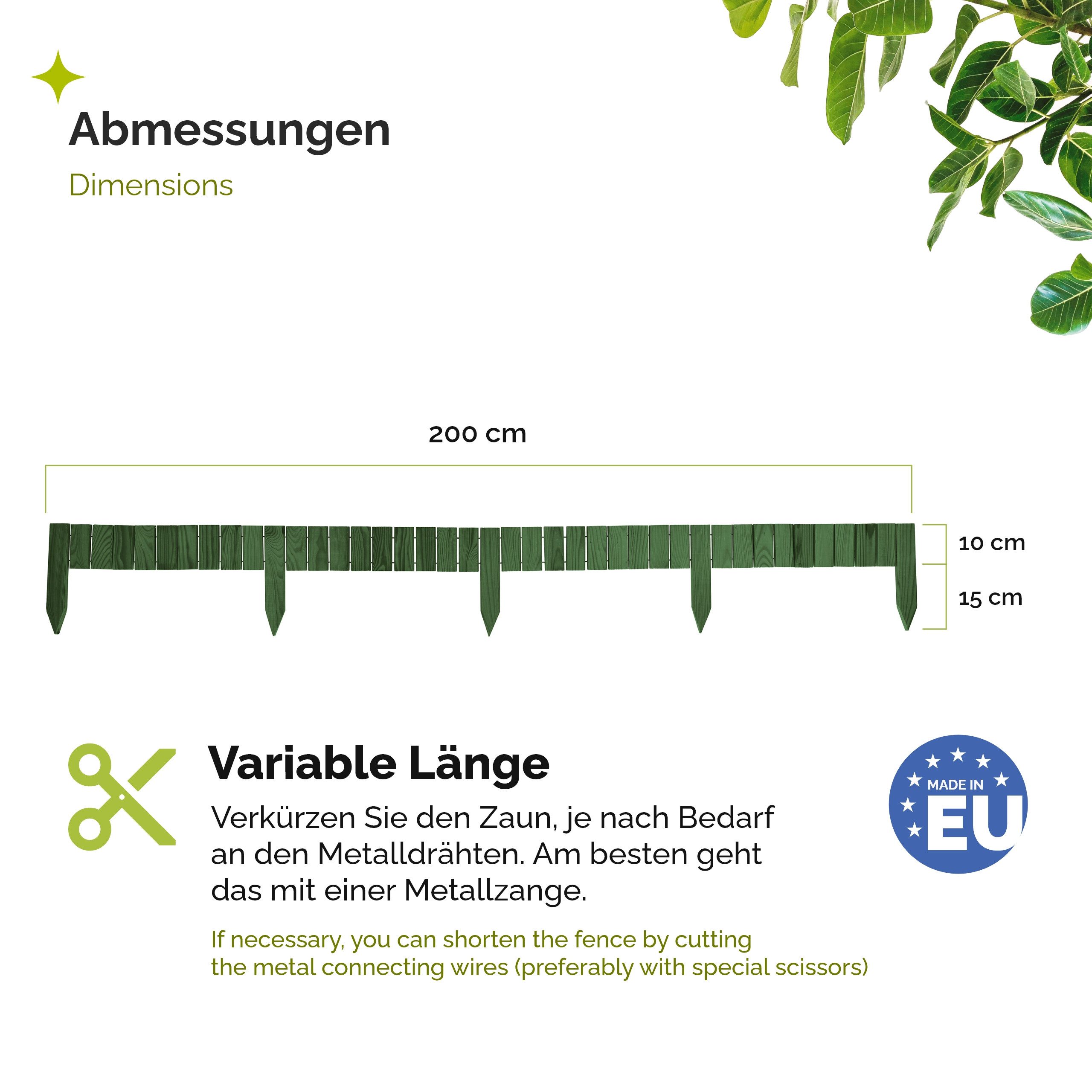 Garronda Rasenkante Beetumrandung Holz flexibel Garten Rollborder 200cm GD-0149
