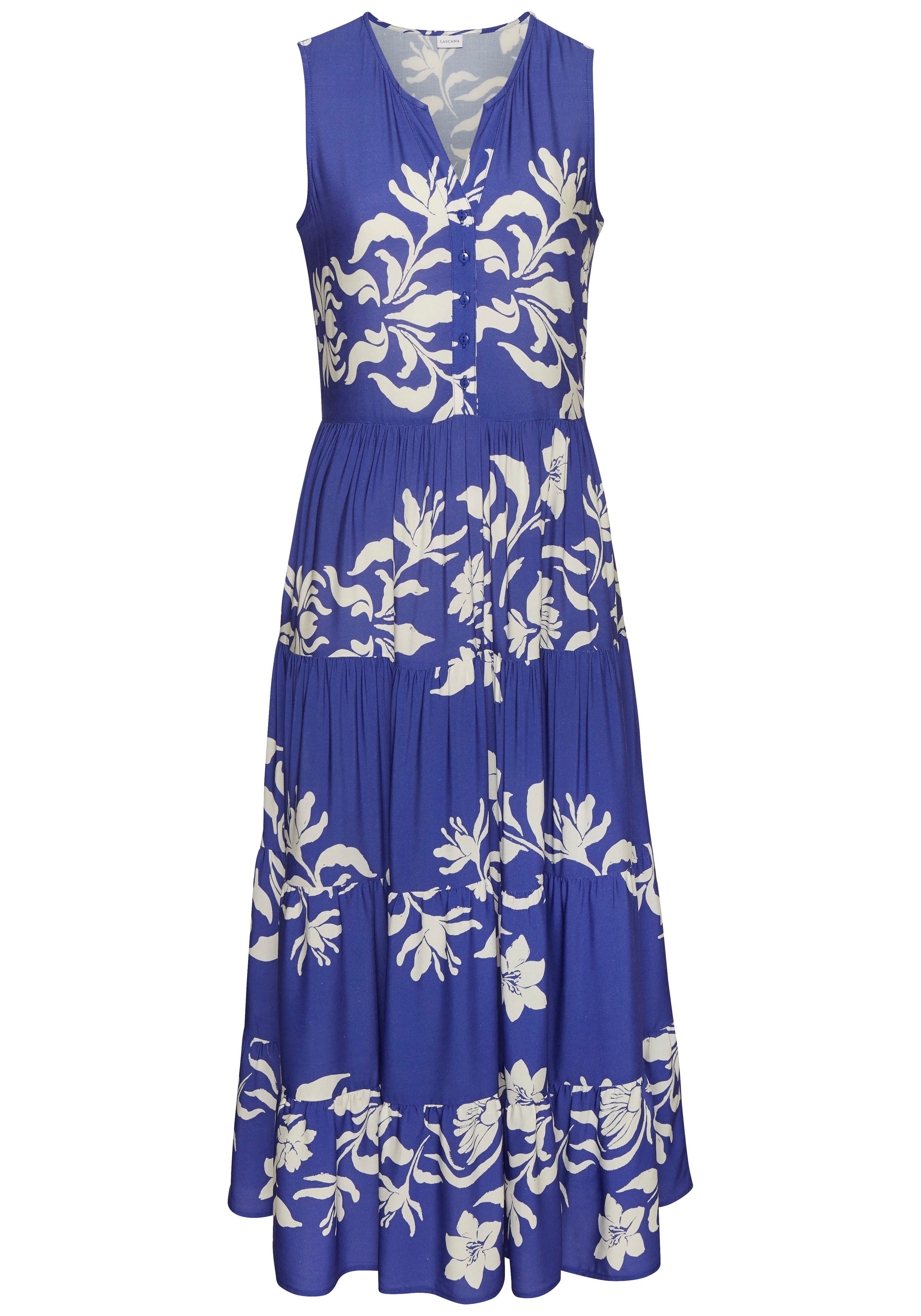 LASCANA Druckkleid mit Volants günstig online kaufen